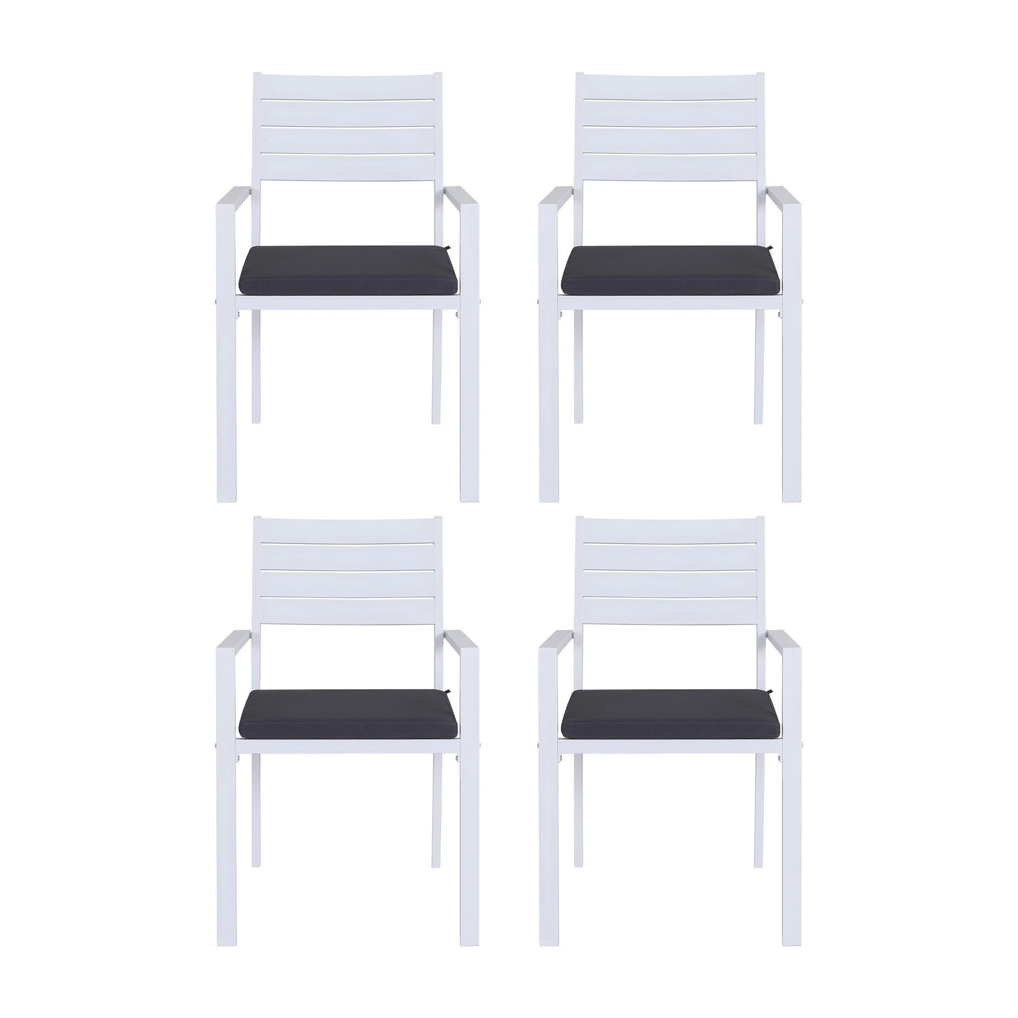 2 Gardeon 4PC Outdoor Dining Chairs Stackable Aluminium Lounge Chair Patio Furniture - White, 2 of 3