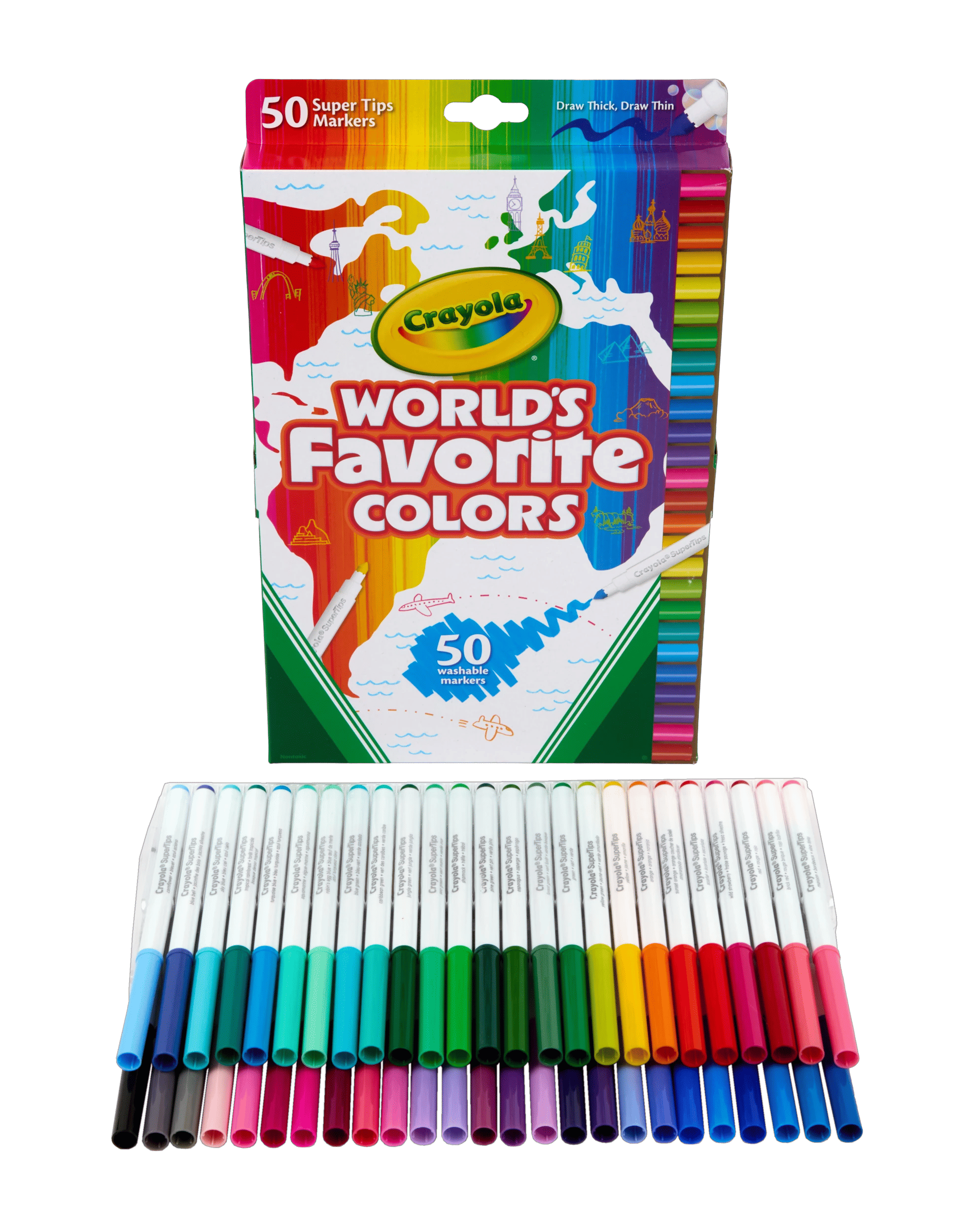 3 Crayola 50 Pack World's Favourite Colours Washable Supertips - Multi, 3 of 4