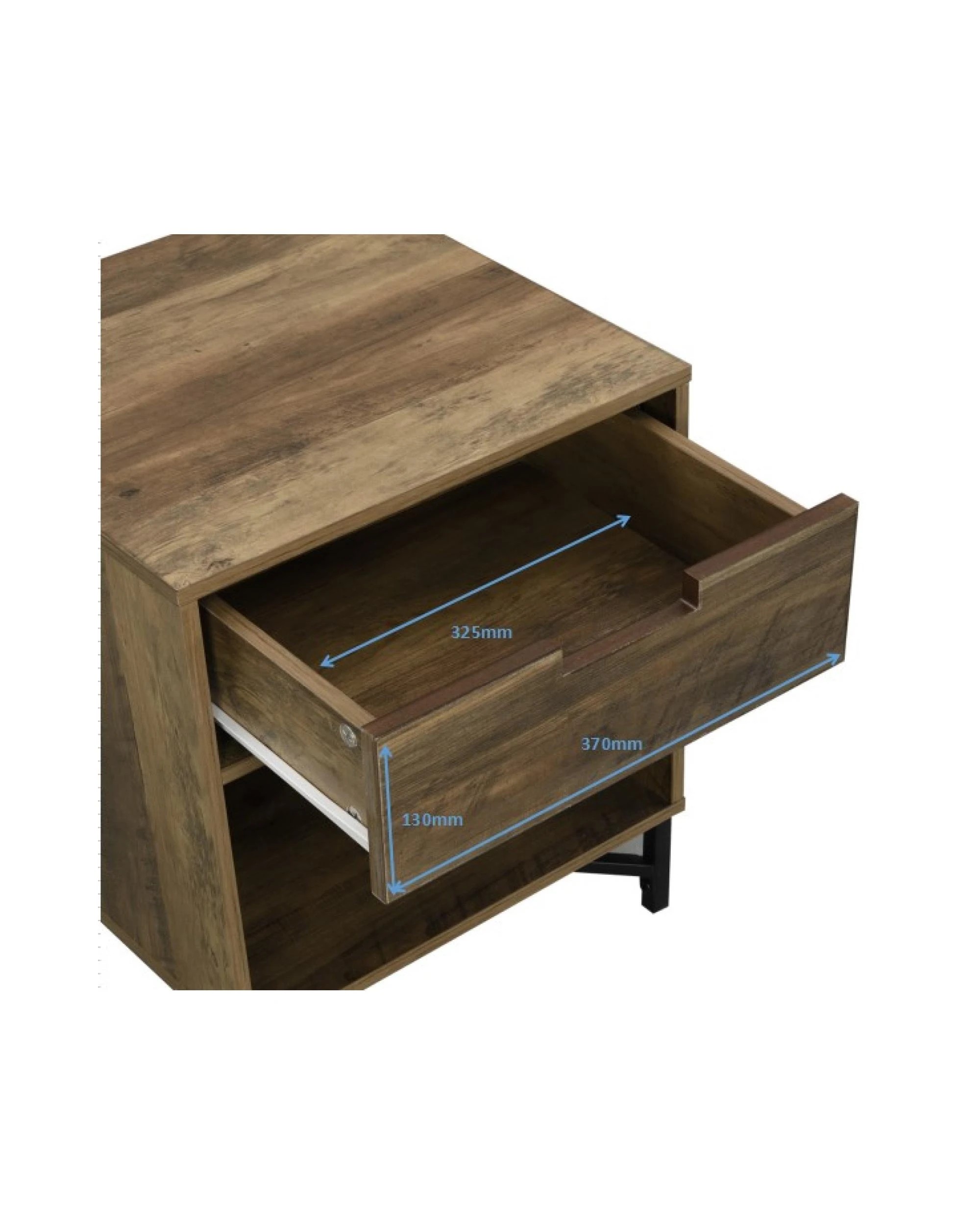 8 Kodu Bedside Table 1 Drawer Industrial Side Table Nightstand - Black, 8 of 8