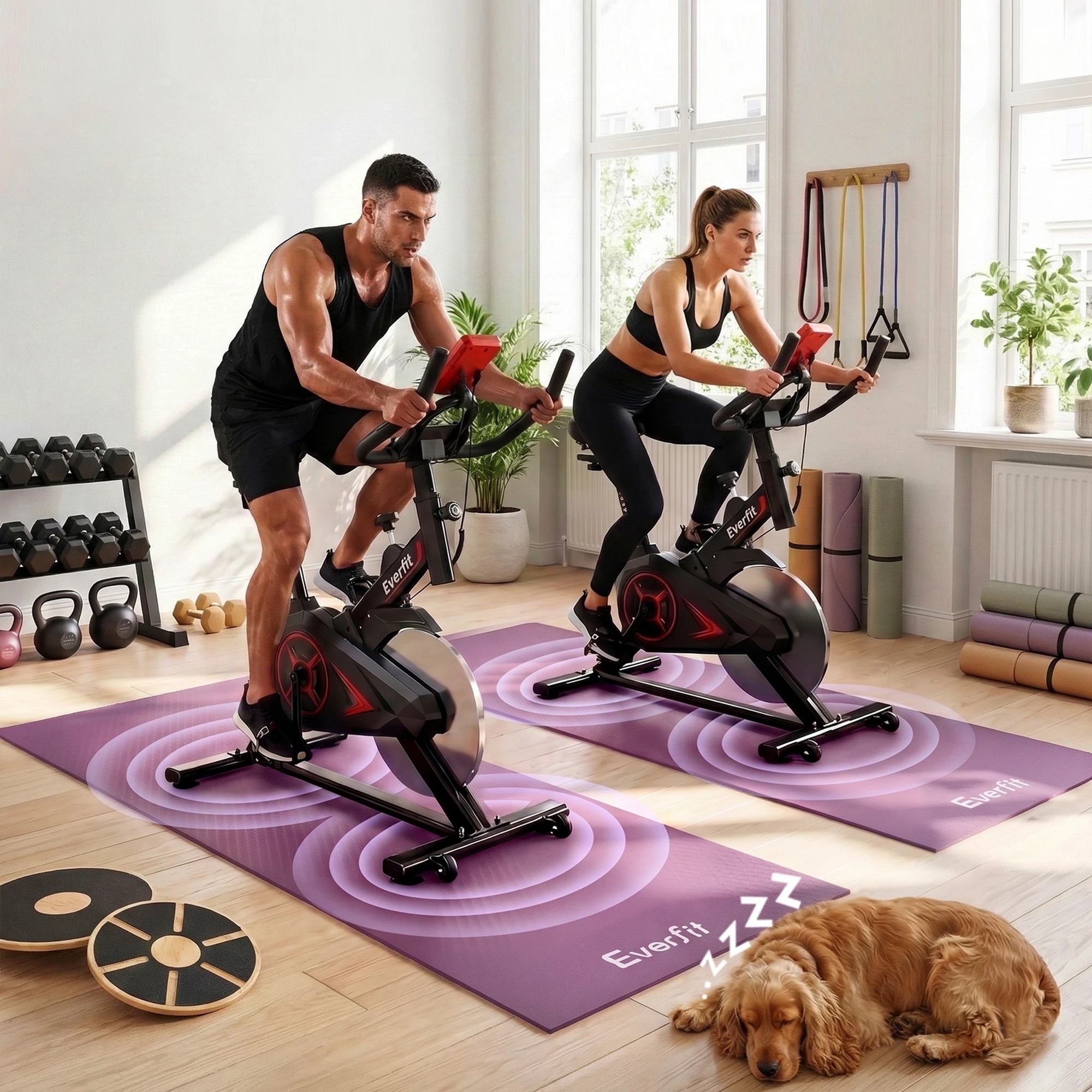 7 Everfit 180x80cm Exercise Equipment Mat Treadmill Floor Rug Home Gym - Purple, 7 of 9