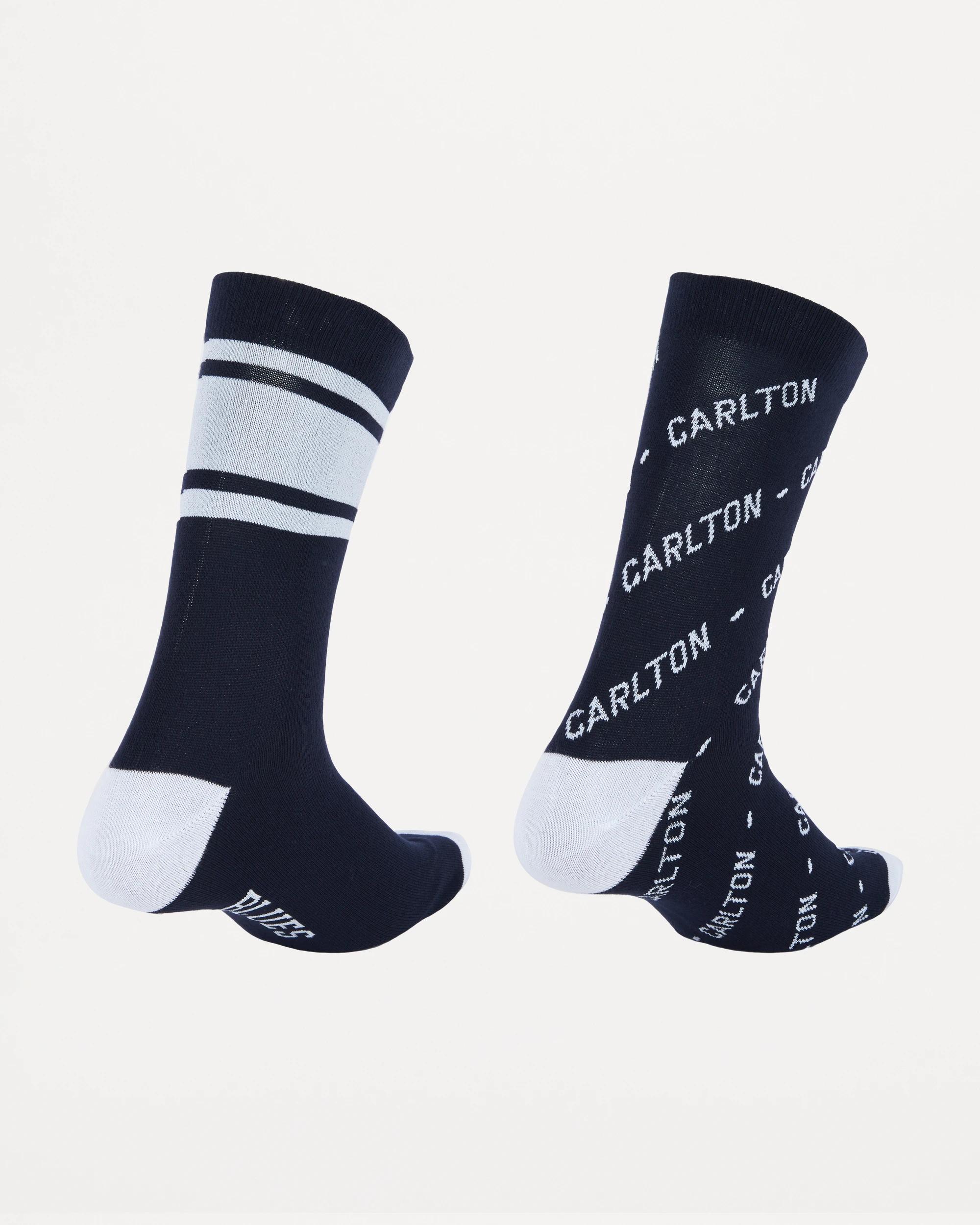 2 2 Pack Official AFL Adult Sock Set NAVY CARLTON, 2 of 3