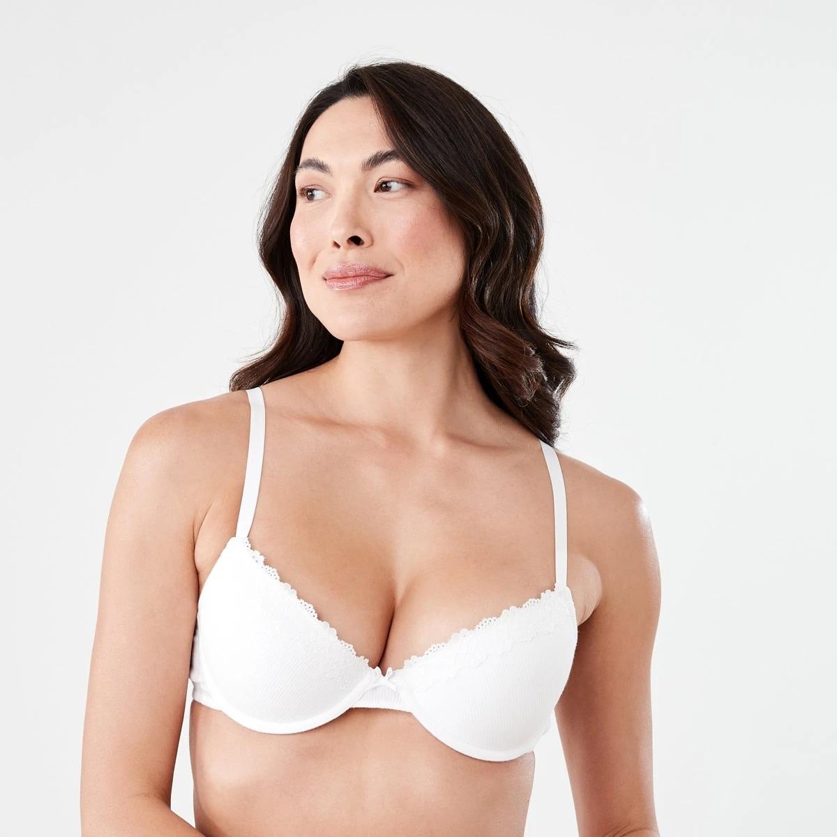 4 2 Pack Push-up Rib Lace Bra SILVER MARLE, OFF WHITE, 4 of 8