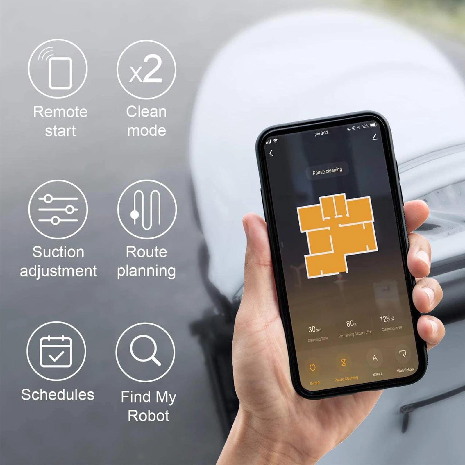 4 MyGenie XSonic Wifi Pro Robotic Vacuum Cleaner Carpet Wet Dry Mopping - Black, 4 of 10