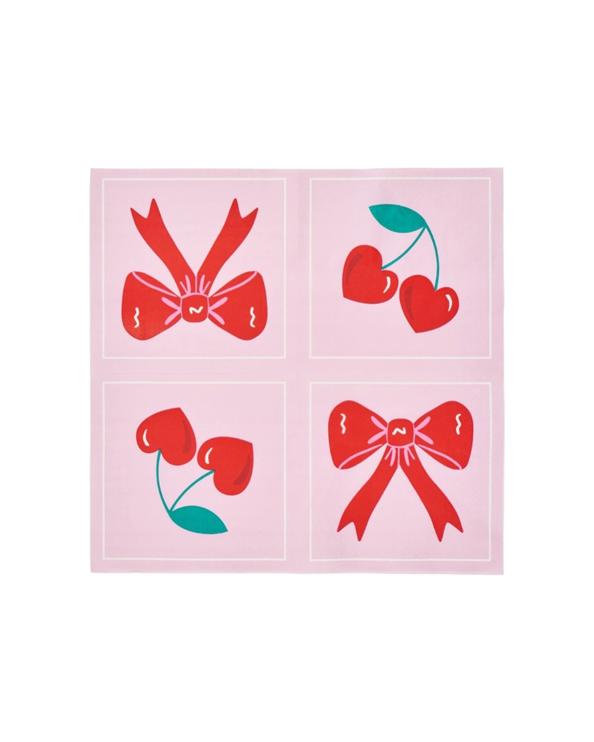 2 Annabel Trends 20pc Paper Napkins Bows Cherries 23.5x33cm - Multi, 2 of 3