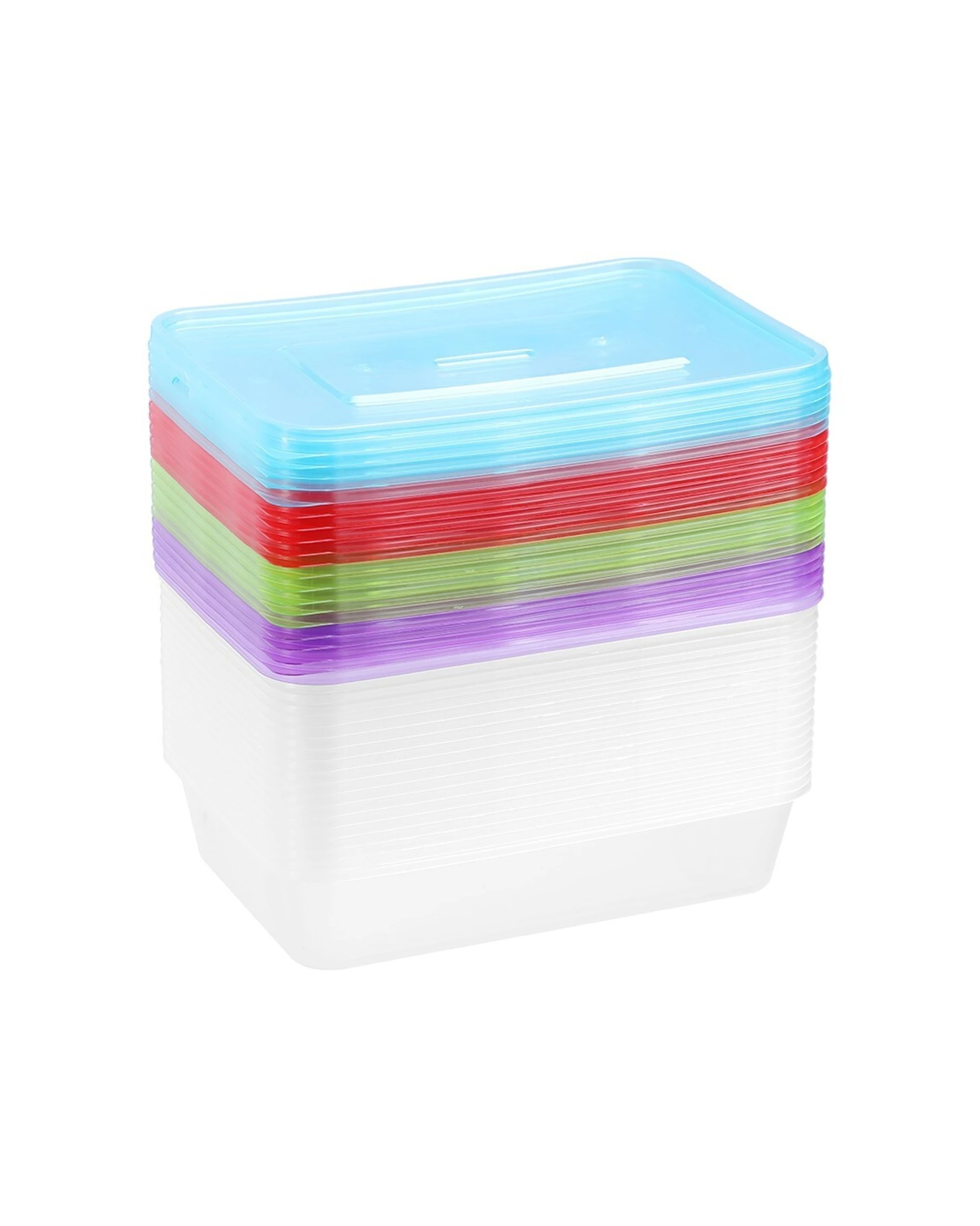 2 20pk Lemon & Lime Rectangle 500ml Reusable Food/meal Container W/ Coloured Lids
 - Multi, 2 of 6