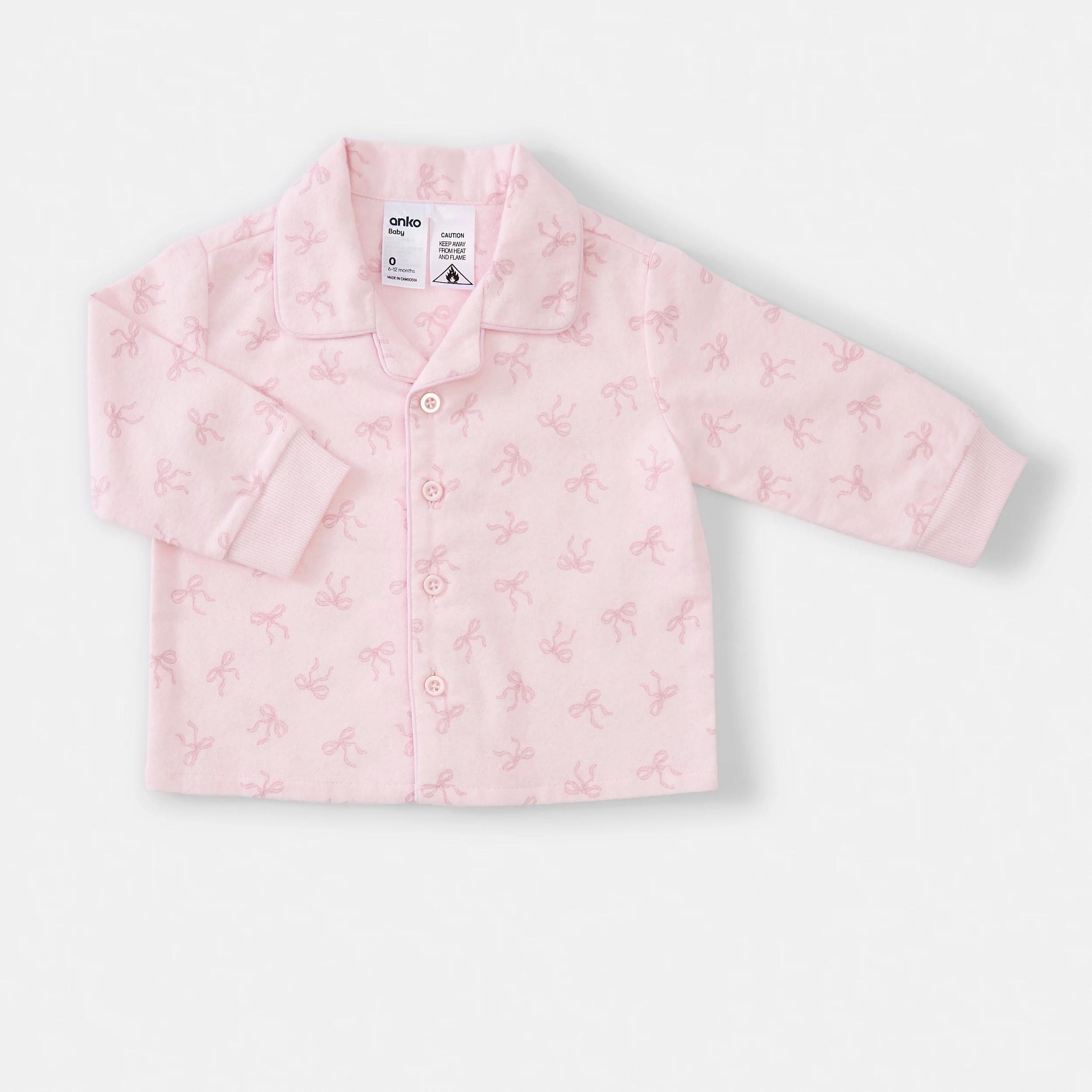 3 Cotton Flannelette Pyjama Set Pink Bow, 3 of 8