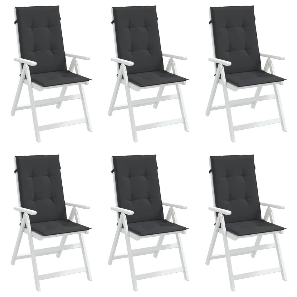 2 vidaXL Garden Highback Chair Cushions 6 Pcs Fabric - Black, 2 of 7