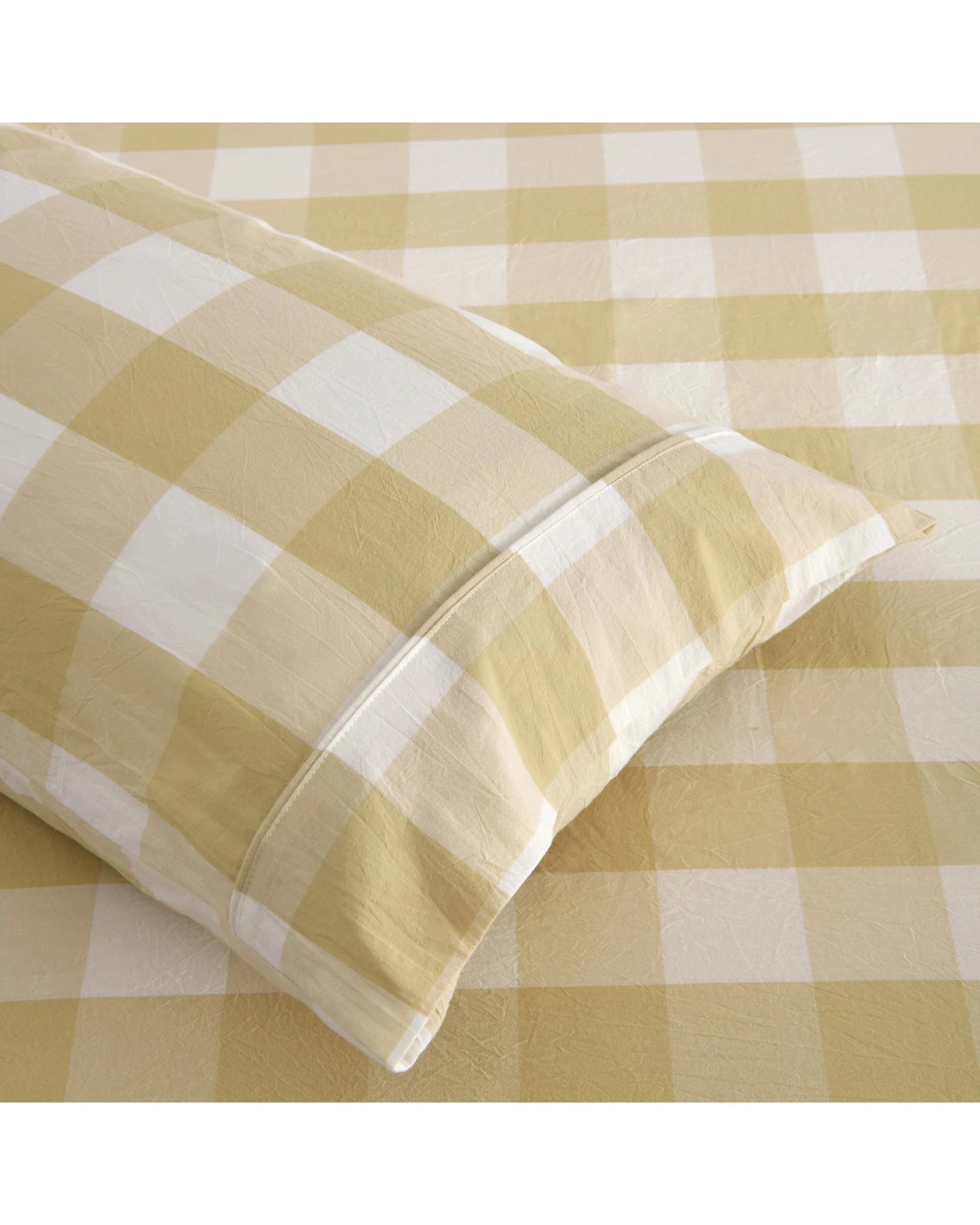 3 Dreamaker Remy Yarn Dyed Washed Cotton Checkered Sheet Set - King Single Bed - Sand, 3 of 7