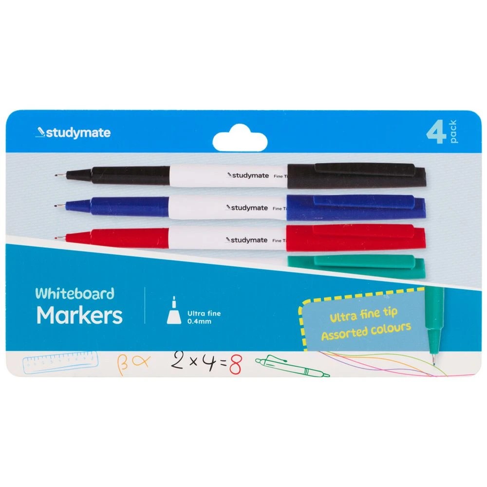 1 Studymate Ultrafine Whiteboard Marker 0.4mm Assorted 4 Pack, 1 of 8