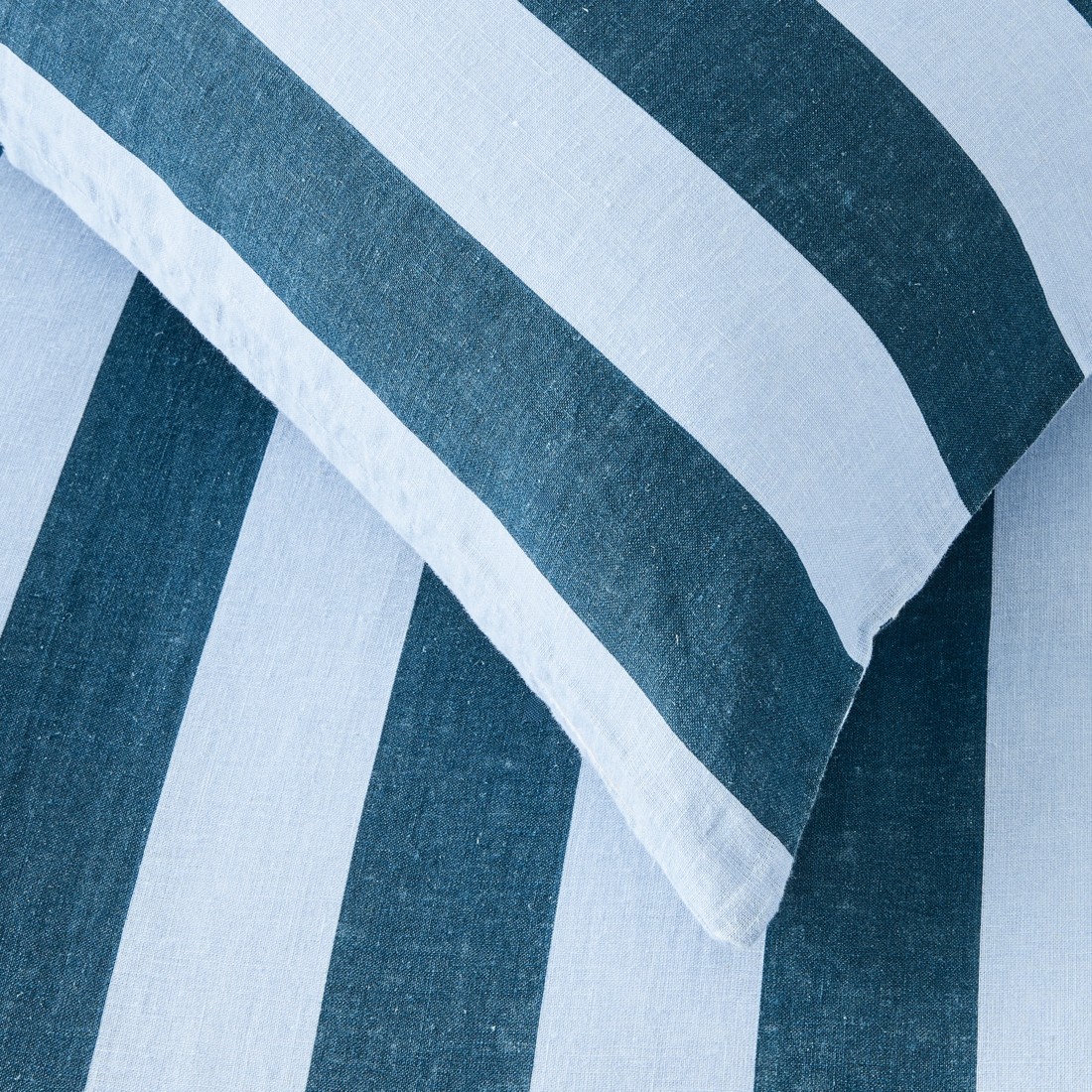 4 Stripe Linen Cotton Reversible Quilt Cover Set - Single King Bed, Blue, 4 of 8