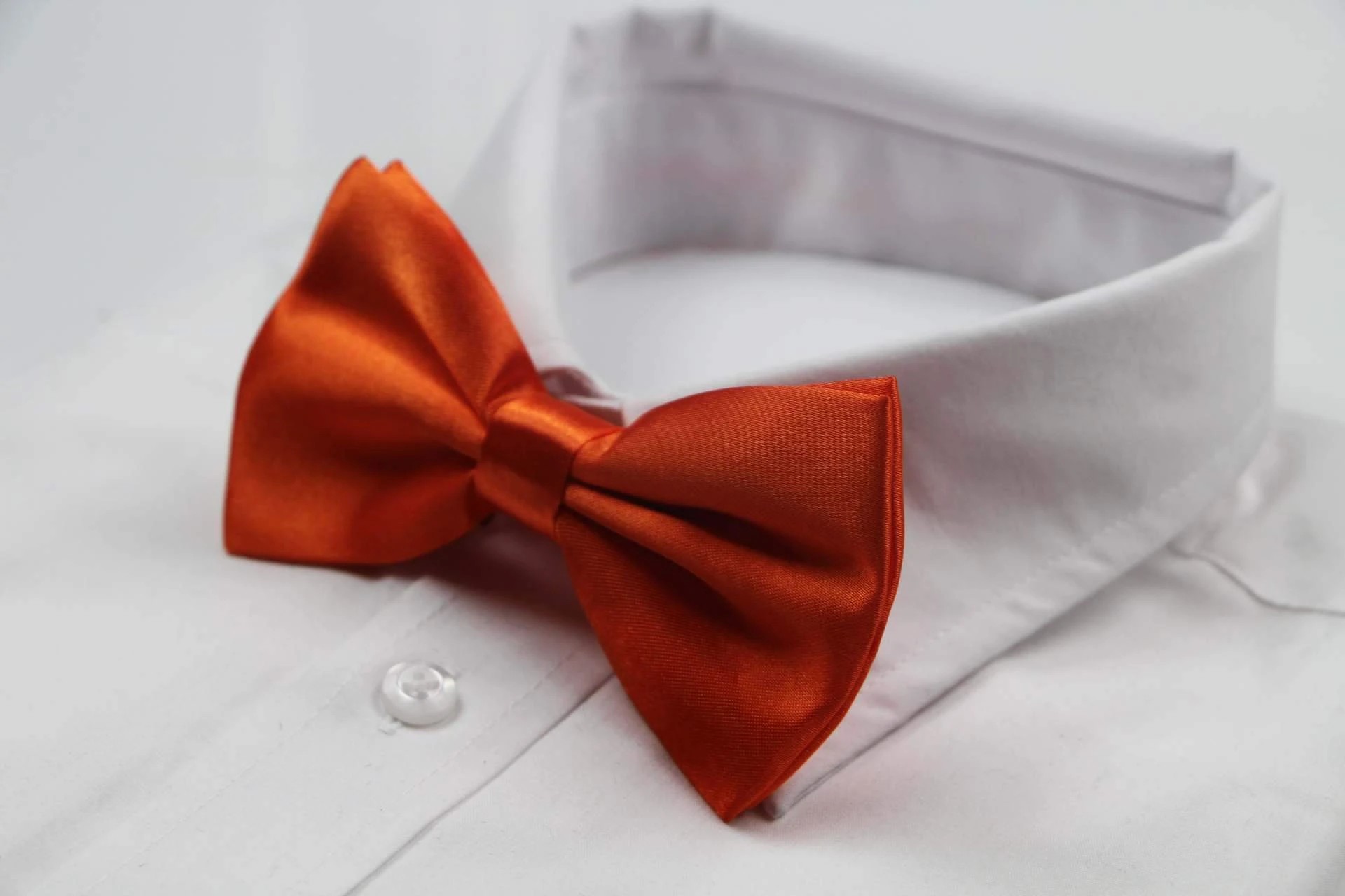 4 Zasel Mens Orange Solid Plain Colour Bow Tie - Orange, 4 of 5
