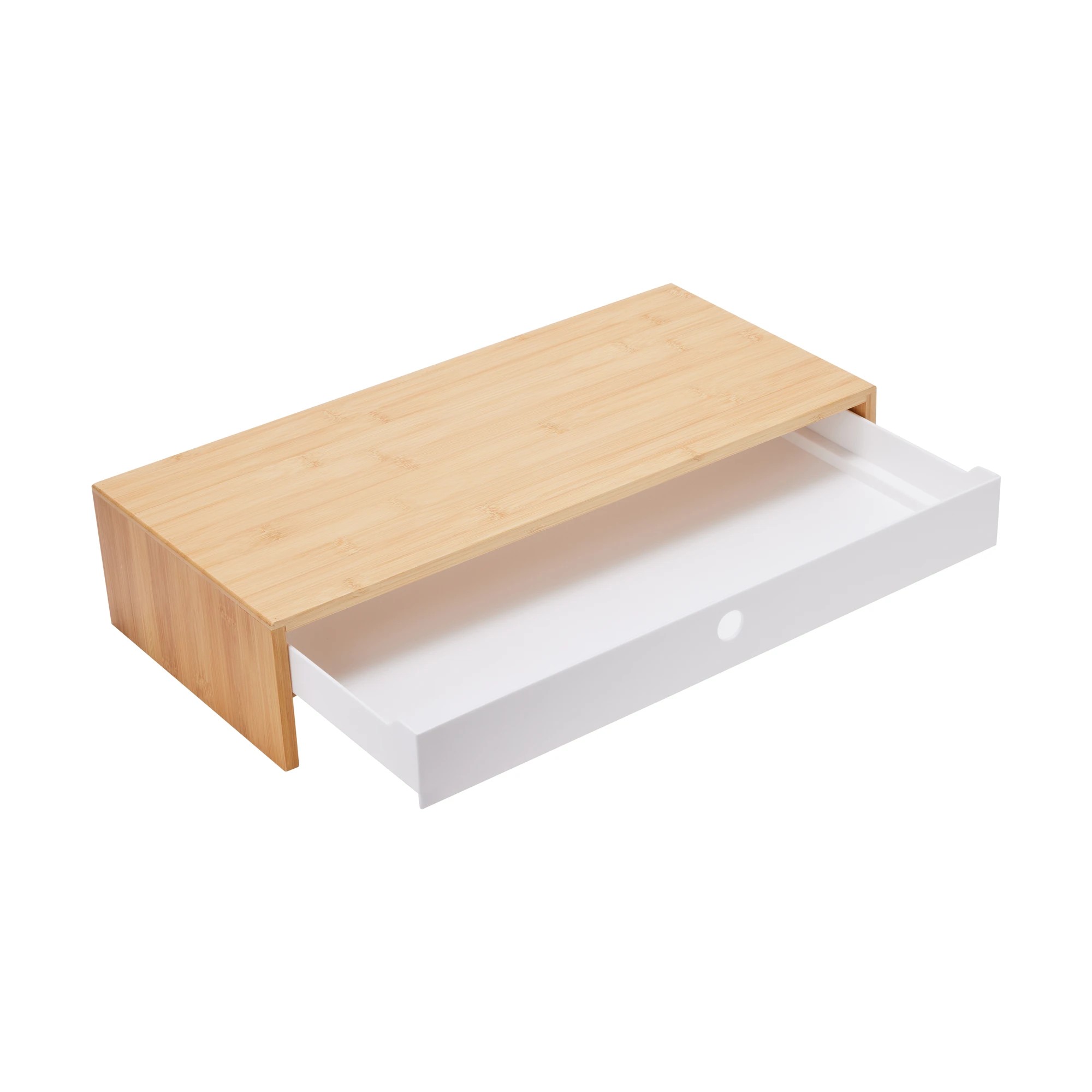 5 Bamboo and Plastic Monitor Stand with Drawer - White, 5 of 9