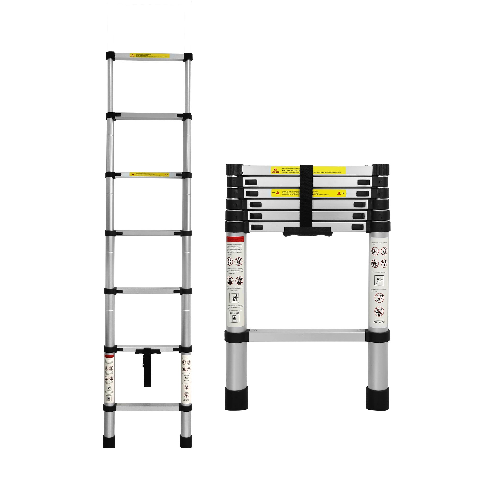 Traderight 2M Telescopic Aluminium Ladder Multipurpose Folding Step ...
