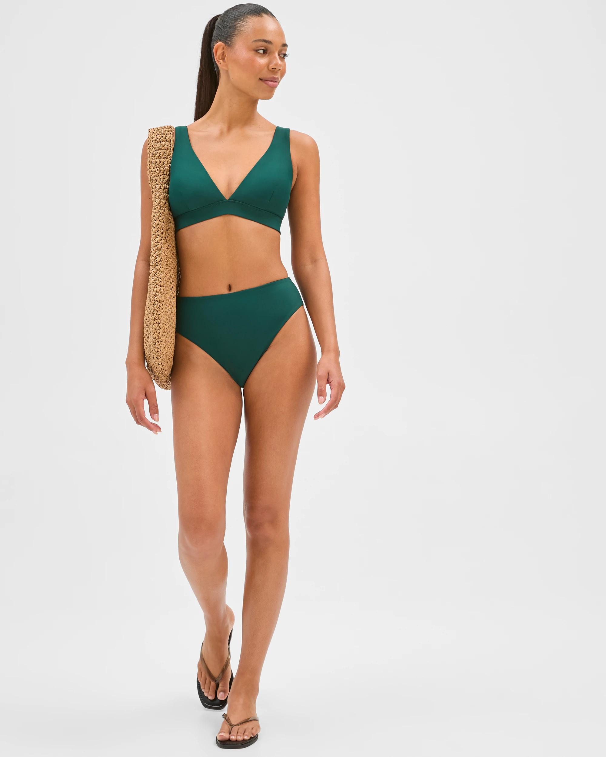 1 Target Woman Resort Reversible V-Neck Matte Micro Swim Bikini Top BLACK/DEEP FOREST, 1 of 9