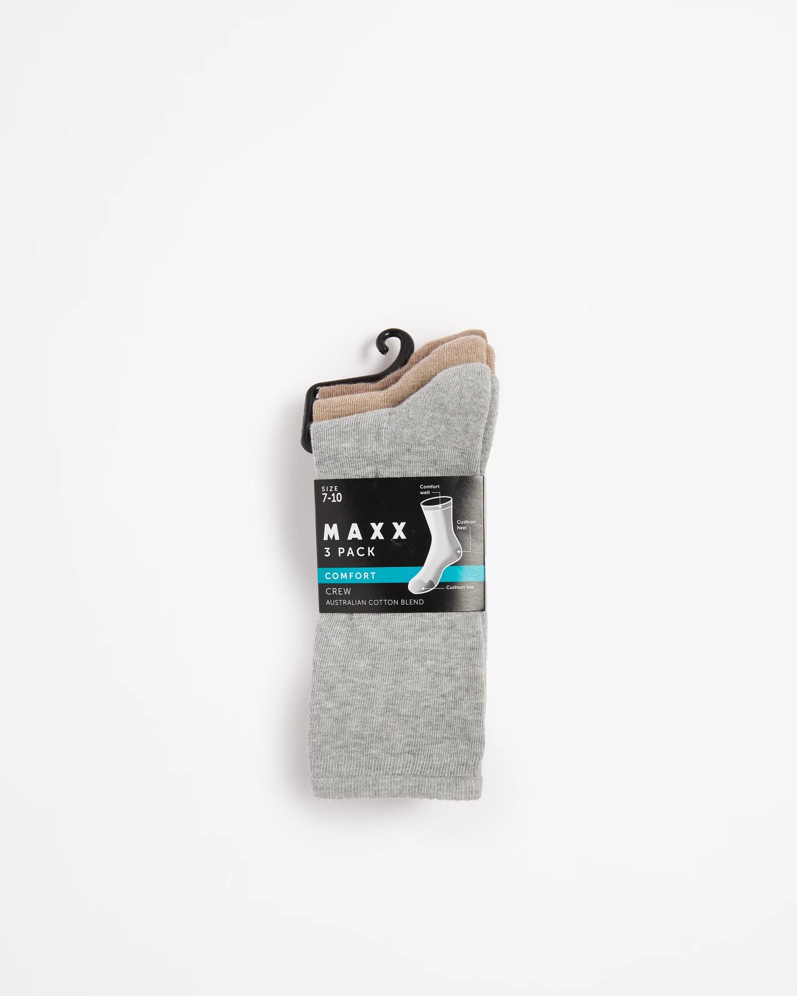 3 Australian Cotton Blend 3 Pack Comfort Crew Socks - Maxx NEUTRALS, 3 of 3