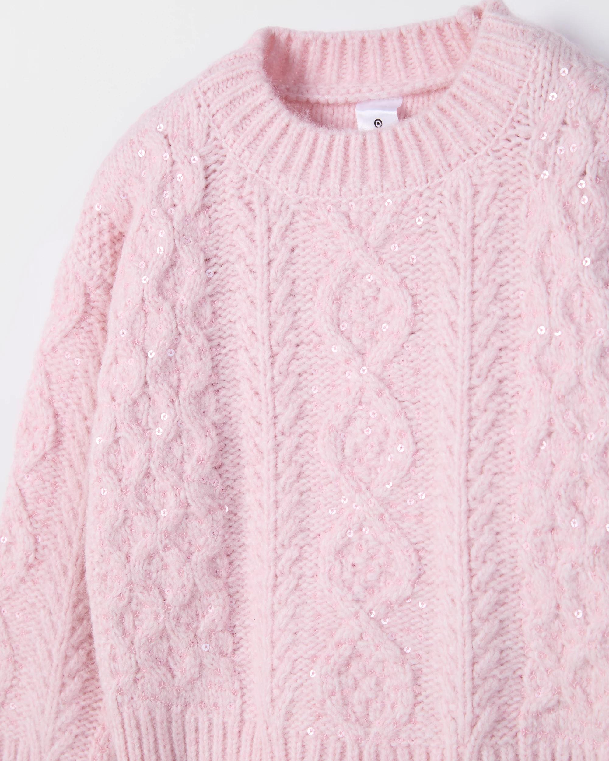 2 Target Kids Sequin Cable Knit Jumper PINK, 2 of 2