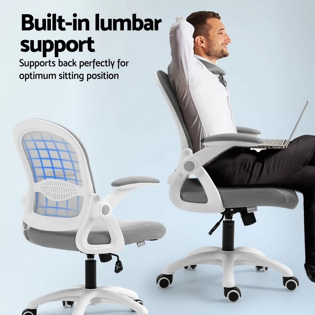 5 Artiss Mesh Office Chair Mid Back - Grey, 5 of 6