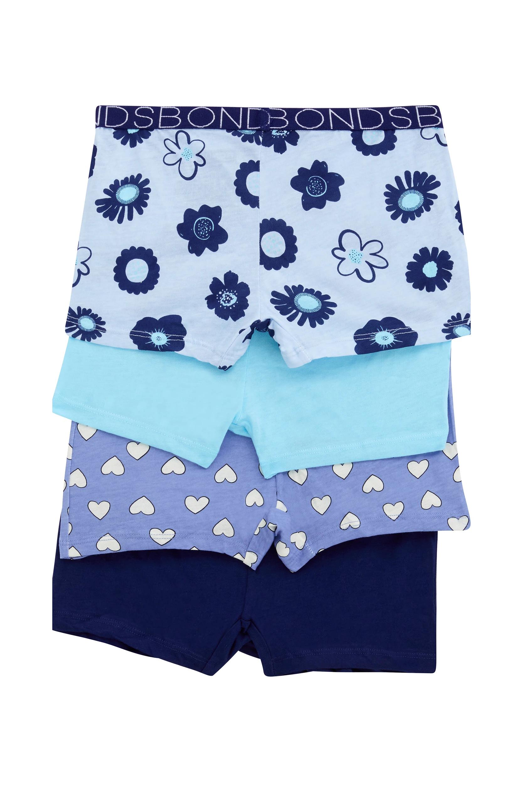 2 Bonds Girls 4 Pack Shorties MINI BLUE WILDFLOWER, 2 of 3