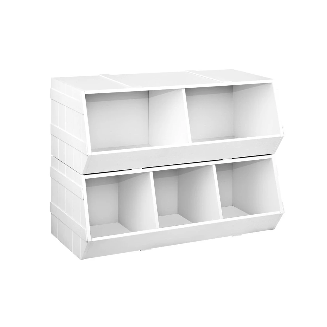 1 Keezi Kids Toy Box Bookshelf Storage Bookcase Organiser Display Stackable - White, 1 of 7