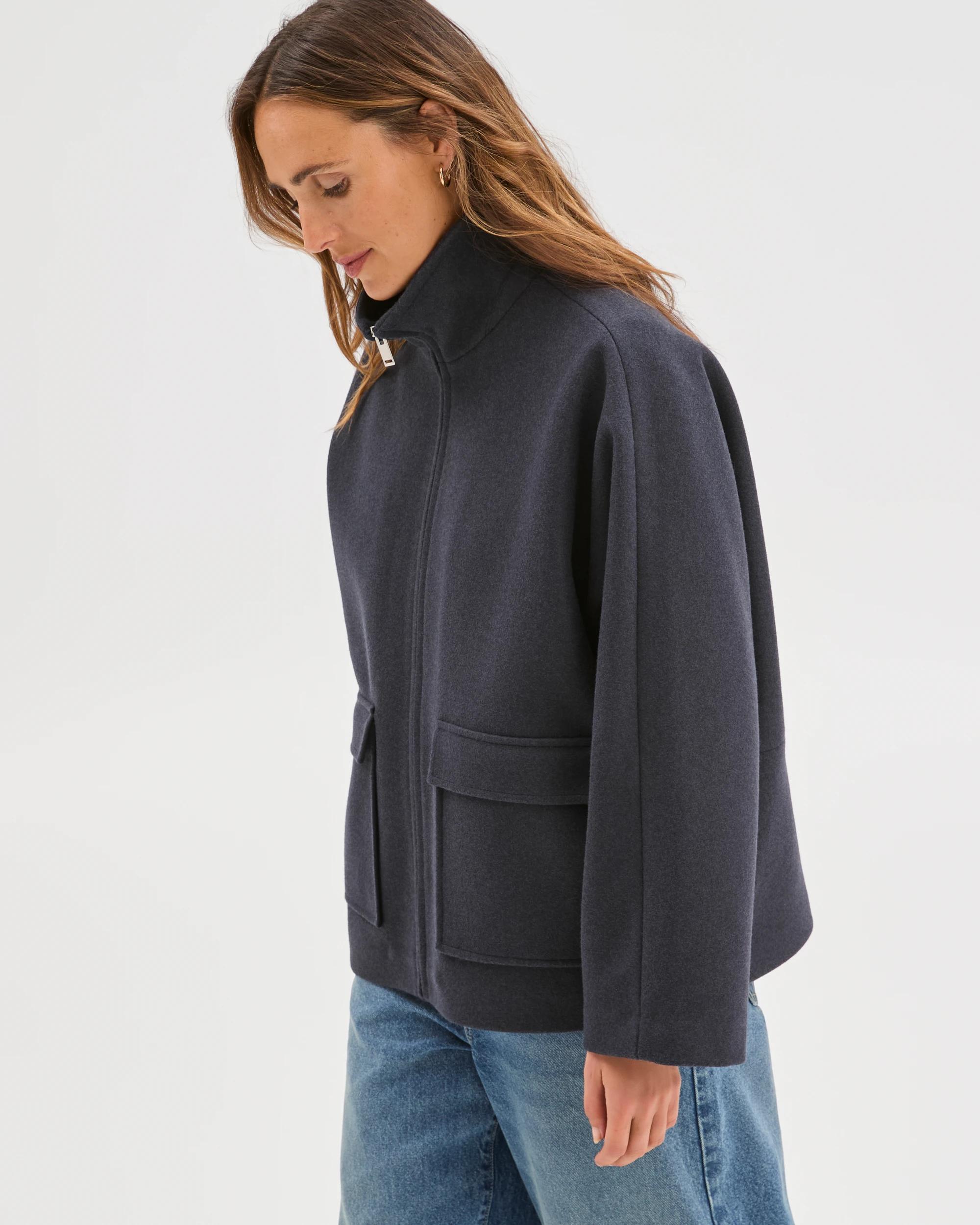 6 Target Woman Brushed Collar Zip Through Jacket NAVY MARLE, 6 of 9