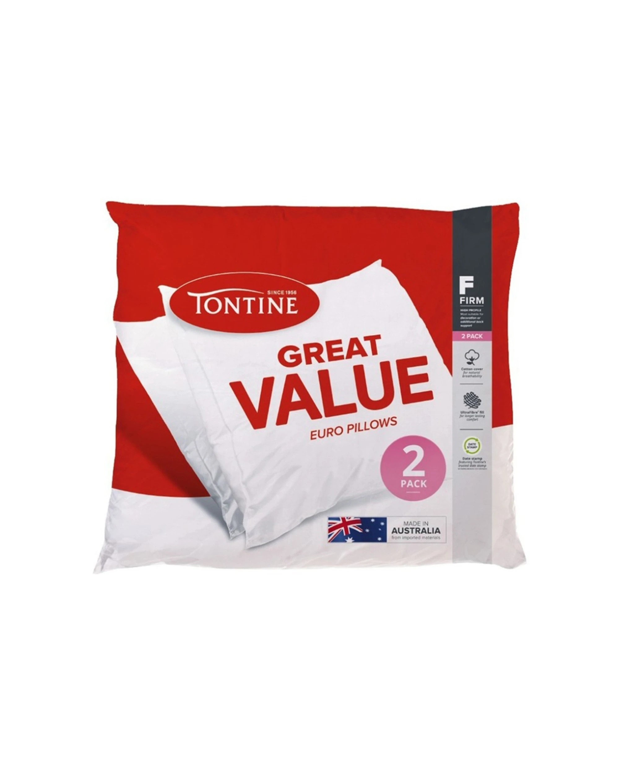 1 Tontine Great Value Euro Firm Pillows 2pc - White, 1 of 4