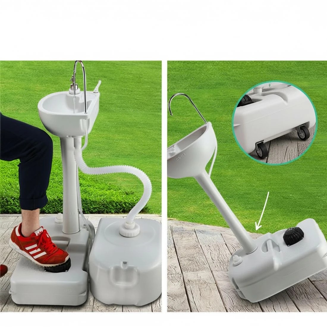 4 Weisshorn Camping Basin Portable Hand Wash Sink Stand 43L Capacity - Grey, 4 of 8