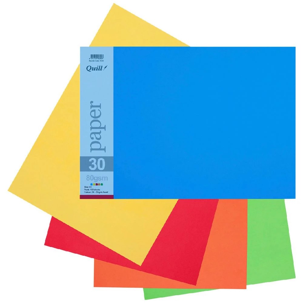 1 Quill A3 Paper Bright Assorted 150 Pack, 1 of 2