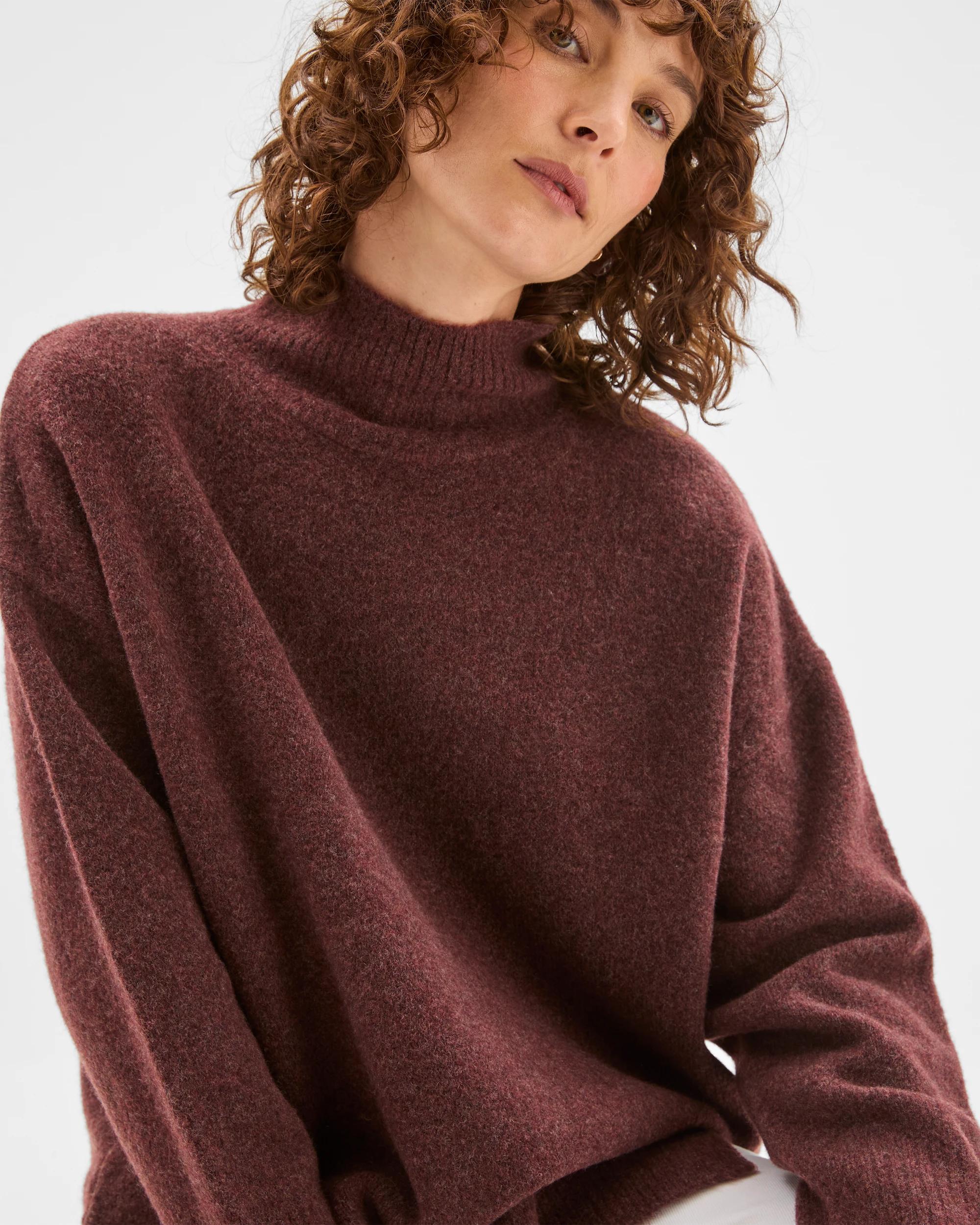 6 Target Woman Super Soft Mock Neck Jumper BURGUNDY, 6 of 7