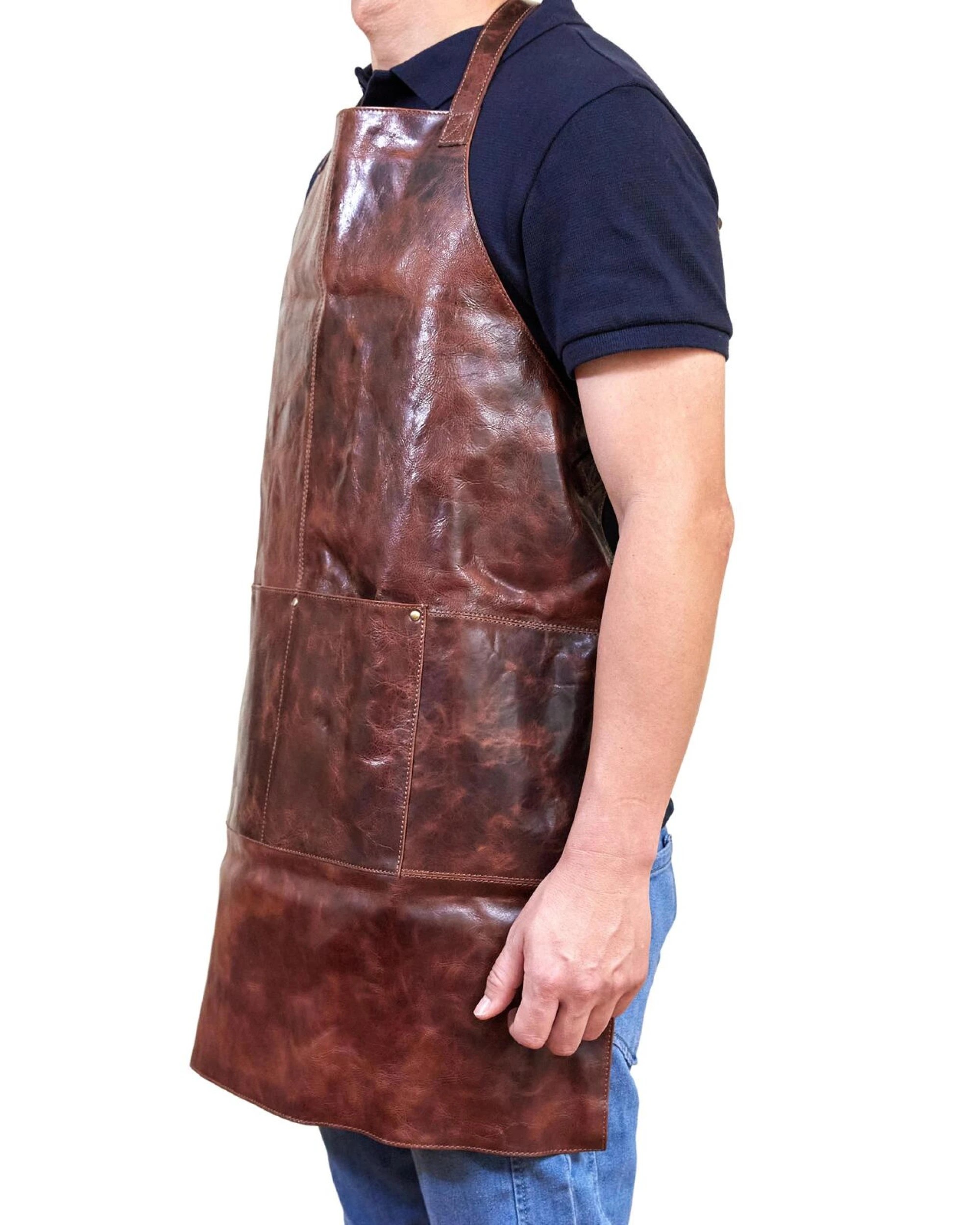 3 Pierre Cardin Professional Leather Apron Butcher Woodwork Hairdressing Barber Chef - Cognac, 3 of 9