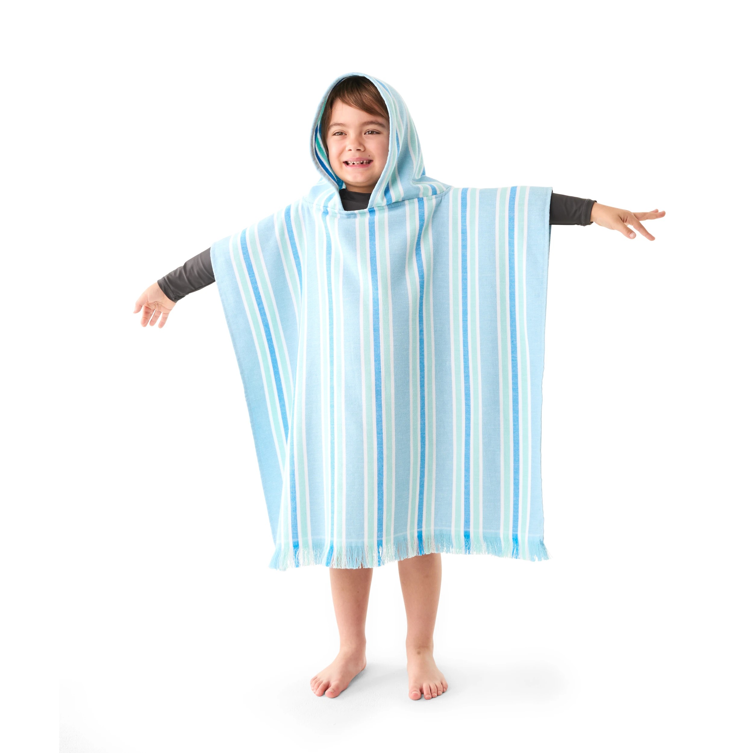 2 Cotton Kids Hooded Beach Towel - Blue, 2 of 9