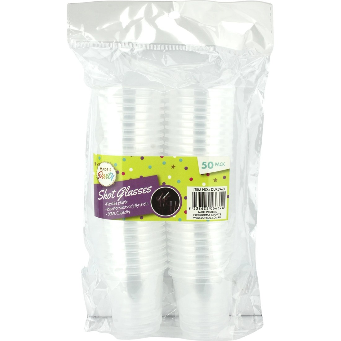 3 Made 2 Party Clear Plastic Shot Glasses 30ml (Pack of 50), 3 of 3