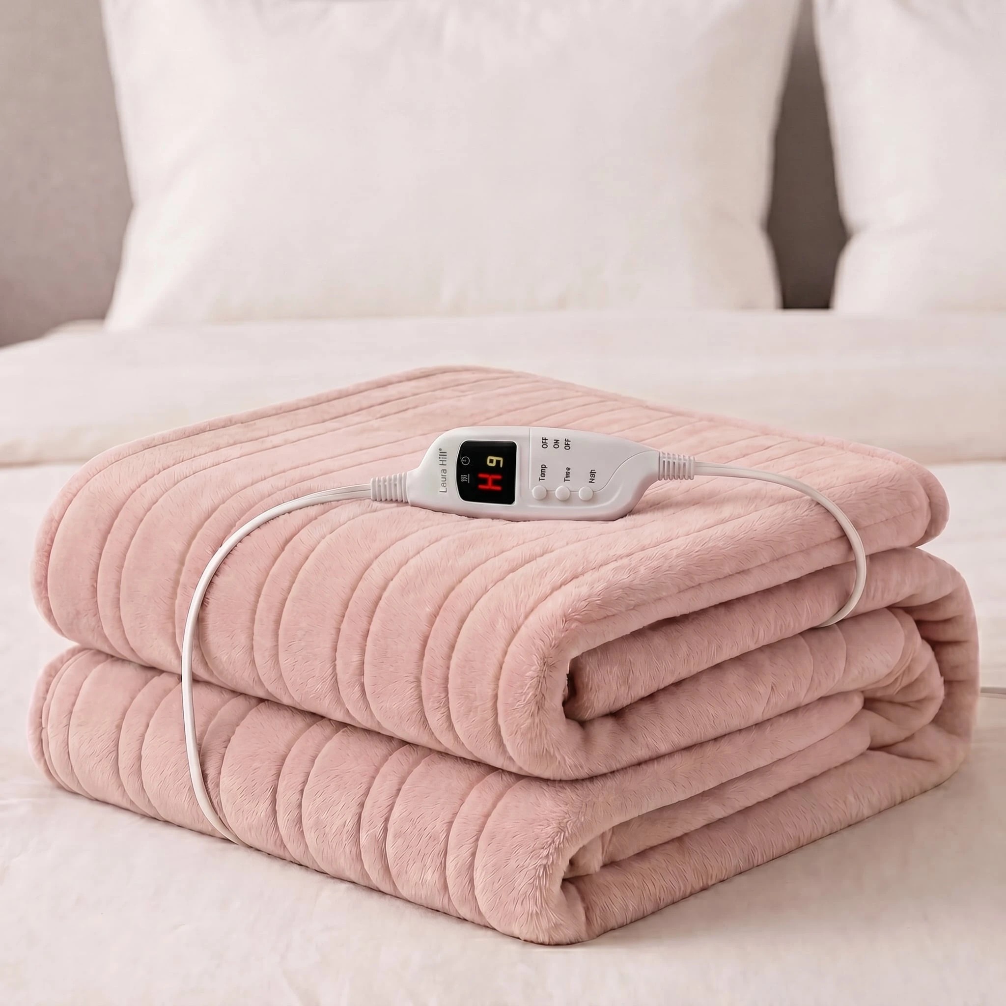 8 Laura Hill Electric Heated Blanket Throw Soft Coral Fleece 9 Heat Settings - Pink, 8 of 8