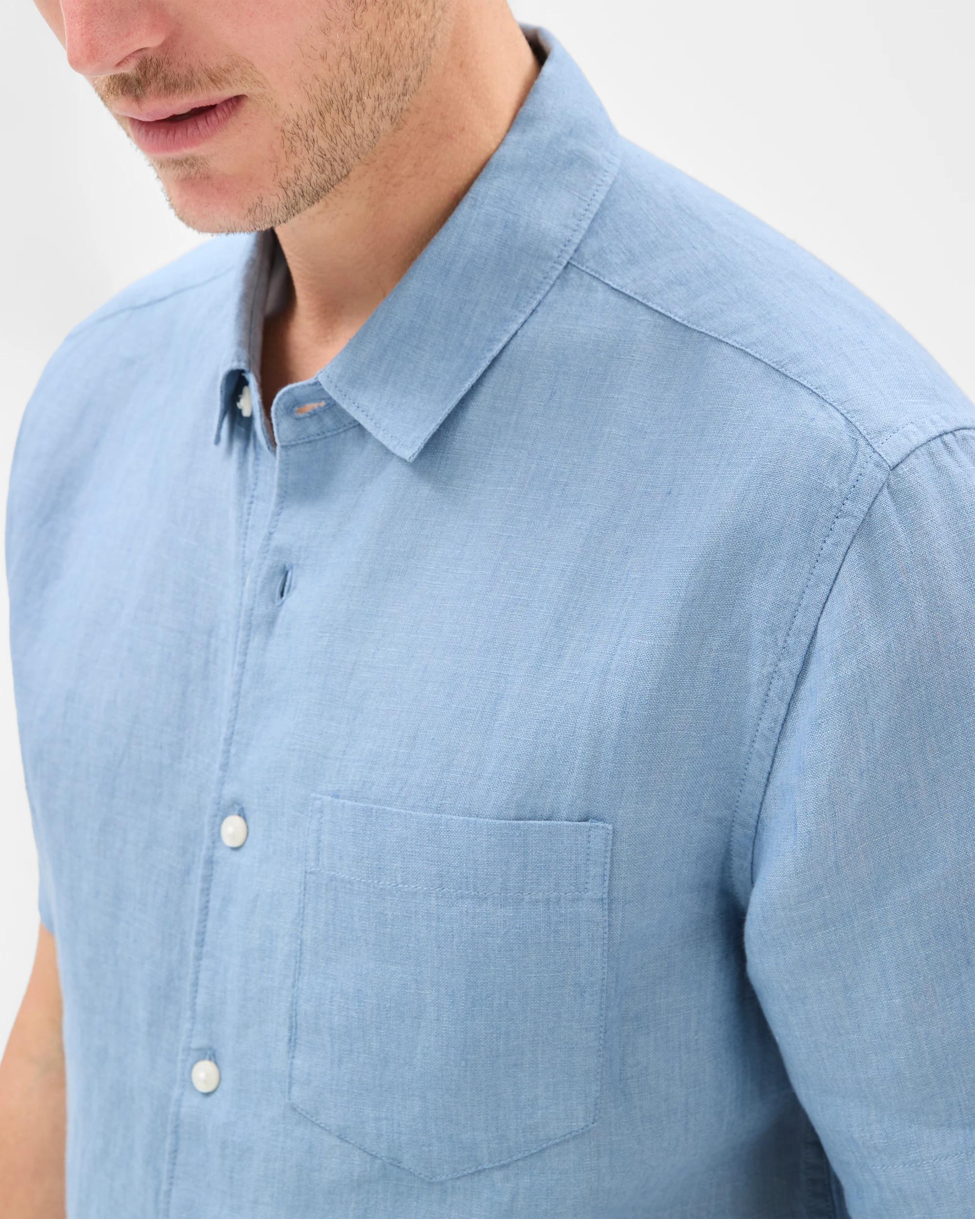 4 Target Man European Linen Short Sleeve Shirt DENIM BLUE, 4 of 6
