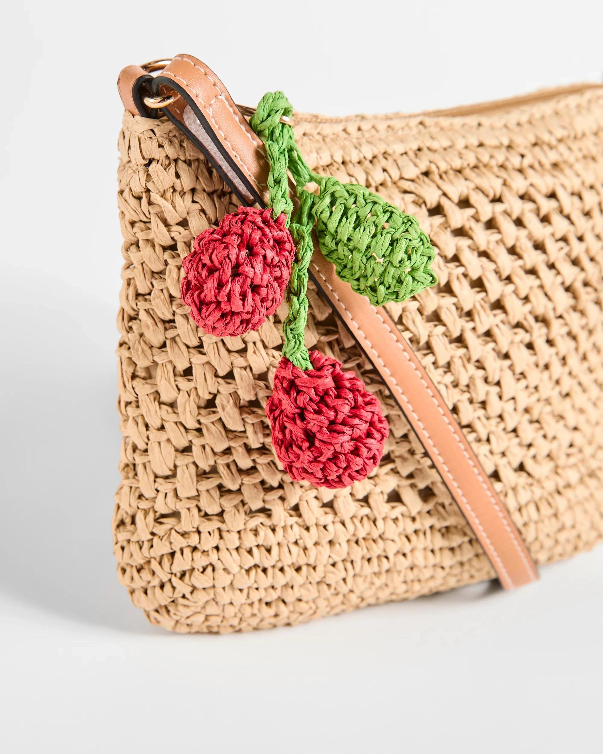 2 Target Kids Crochet Cherry Charm Crossbody Bag NATURAL, 2 of 2