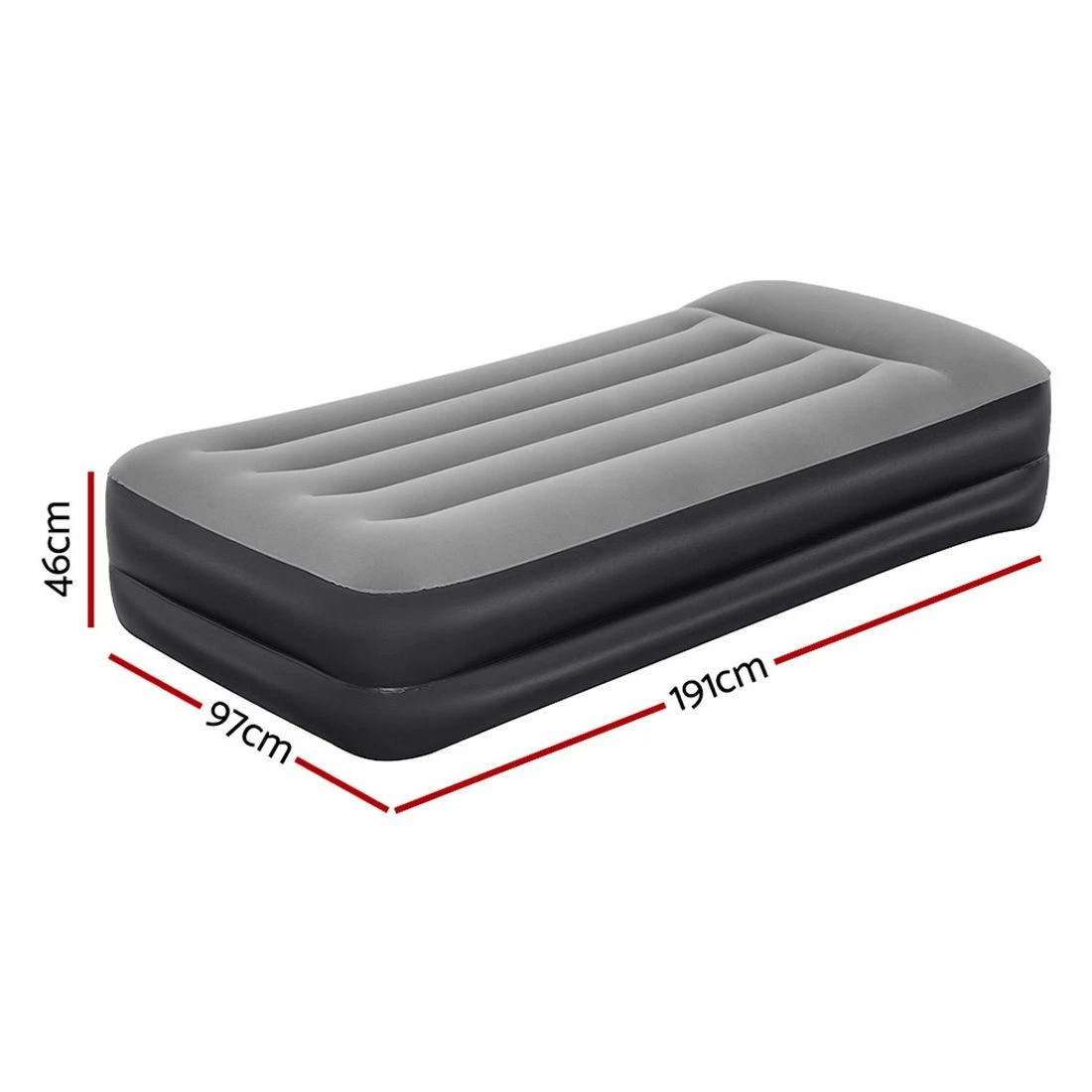 2 Bestway Air Mattress Single 46cm Inflatable Bed Airbed Comfortable Support Guest Bed Fast Inflate Portable - Black, 2 of 7