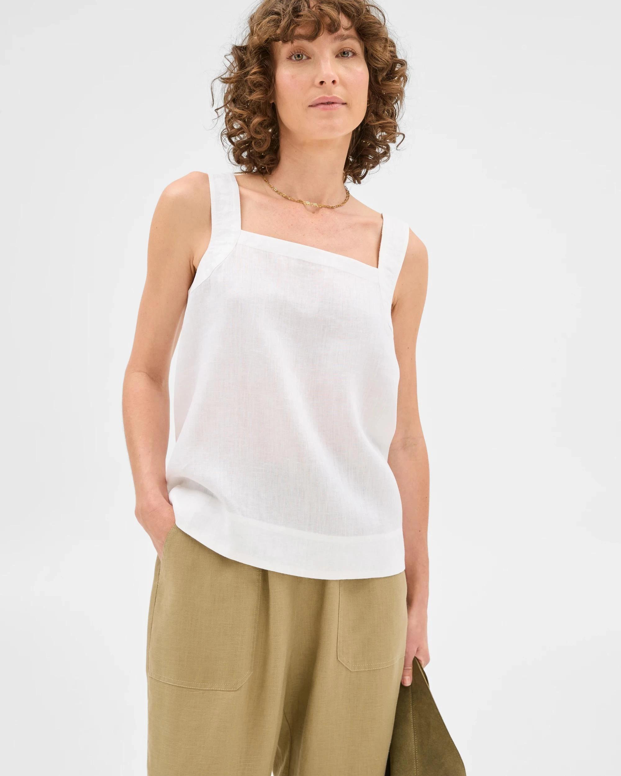 1 Target European Linen Stitch Detail Cami WHITE, 1 of 6