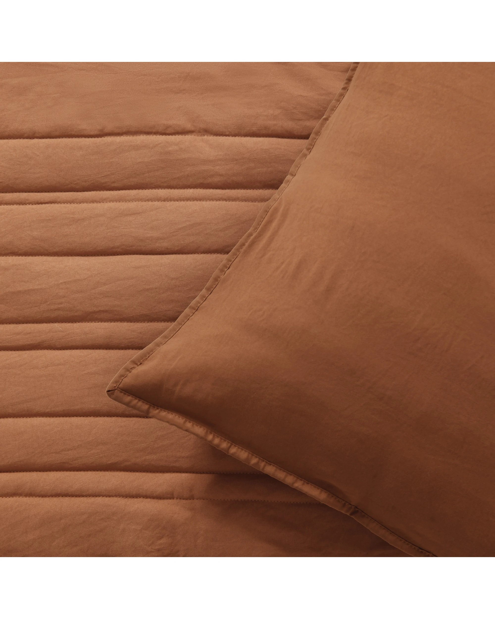 3 Dreamaker Superfine Washed Microfibre Stripe Quilted Coverlet Set - Queen/King - Rust, 3 of 7