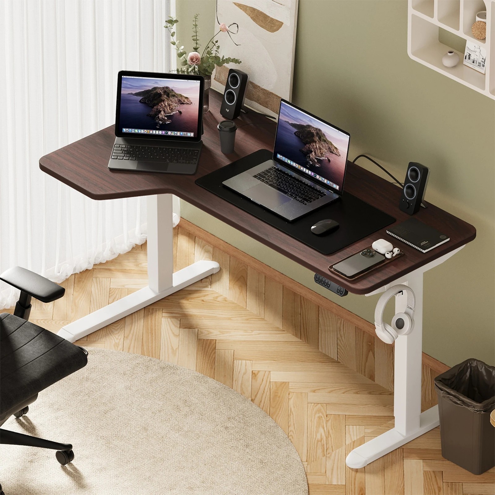 2 Oikiture L-shape Electric Standing Desk Single Motor 145cm Desktop
 - Multi, 2 of 4