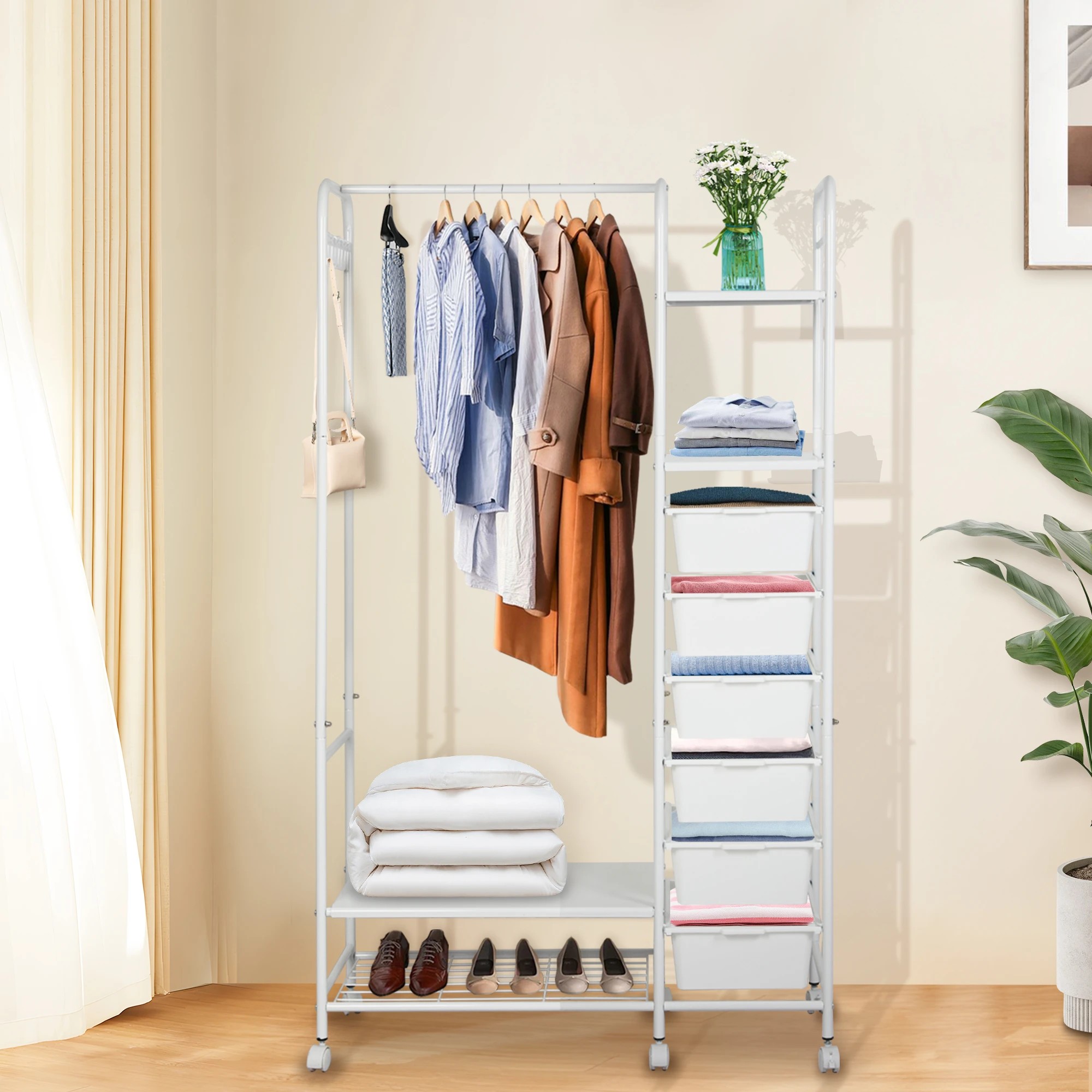 8 Levede Heavy Duty Metal Clothes Rail Rack Garment Stand Steel Open Wardrobe 94cm, 8 of 9