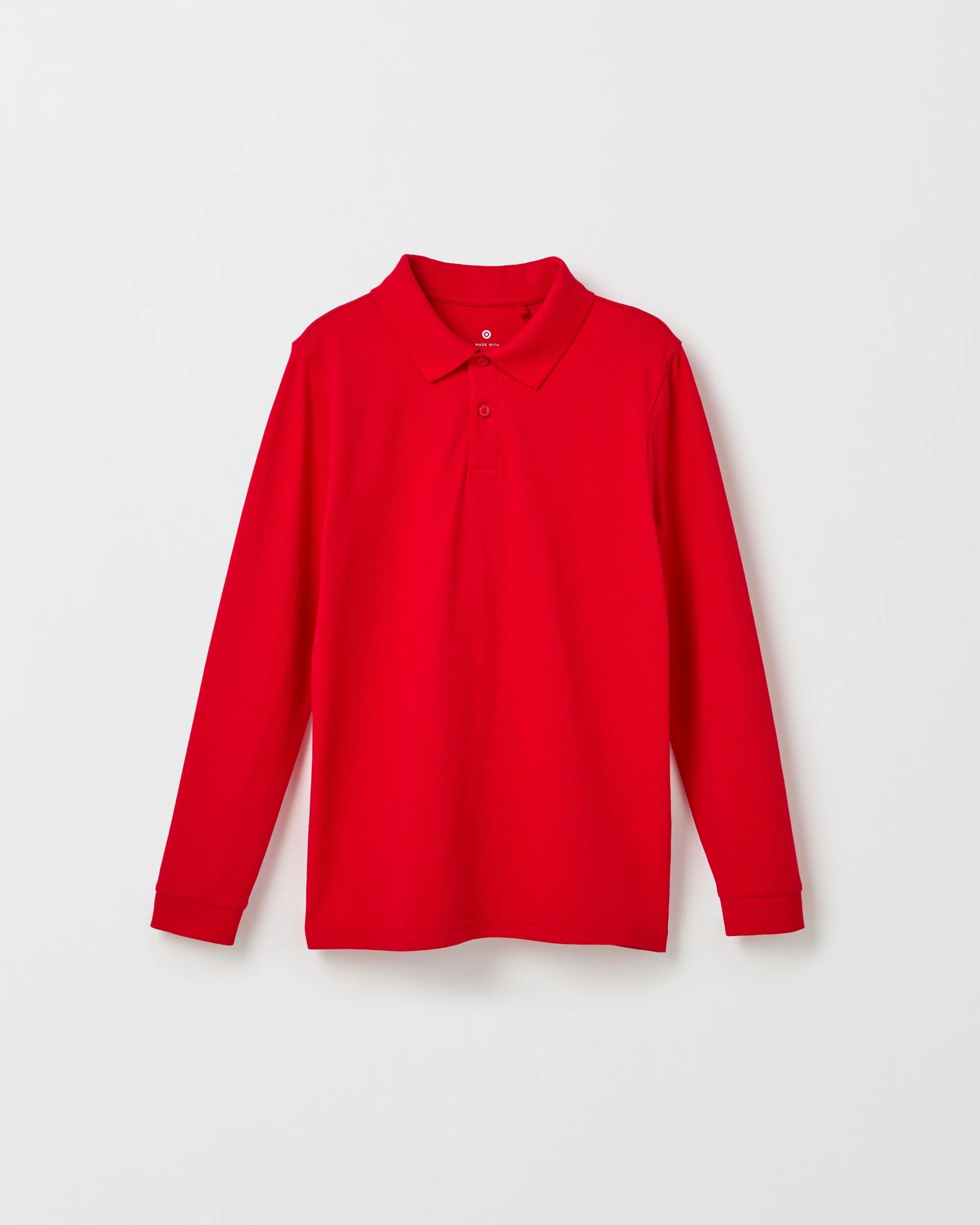 4 Target Kids Australian Cotton 2 Pack School Long Sleeve Polo Top RED, 4 of 6