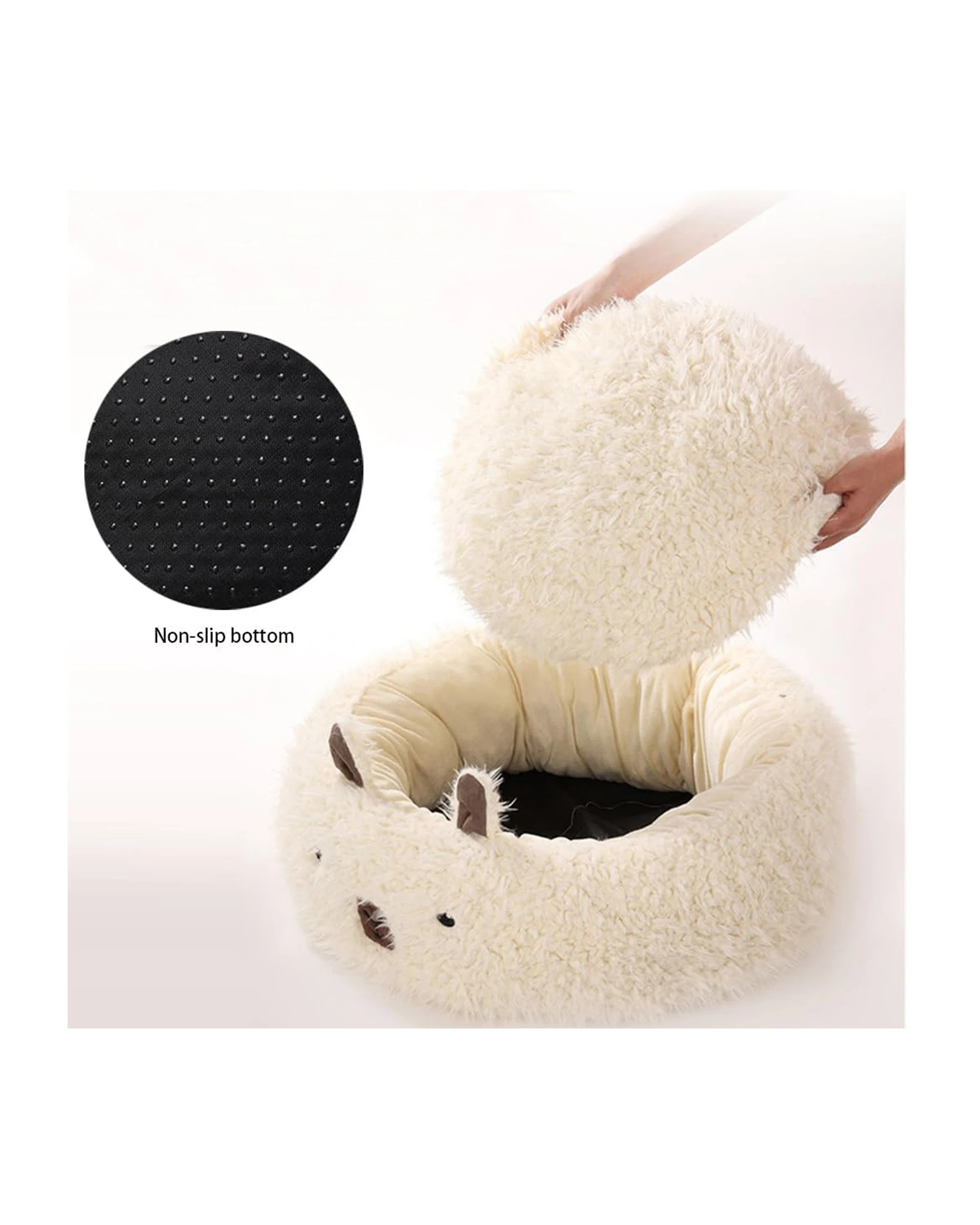 4 TODO Pet Nesting Bed 50cm Diameter Soft Warm Dog Cat Sleeping Bed - White Alpaca, 4 of 4