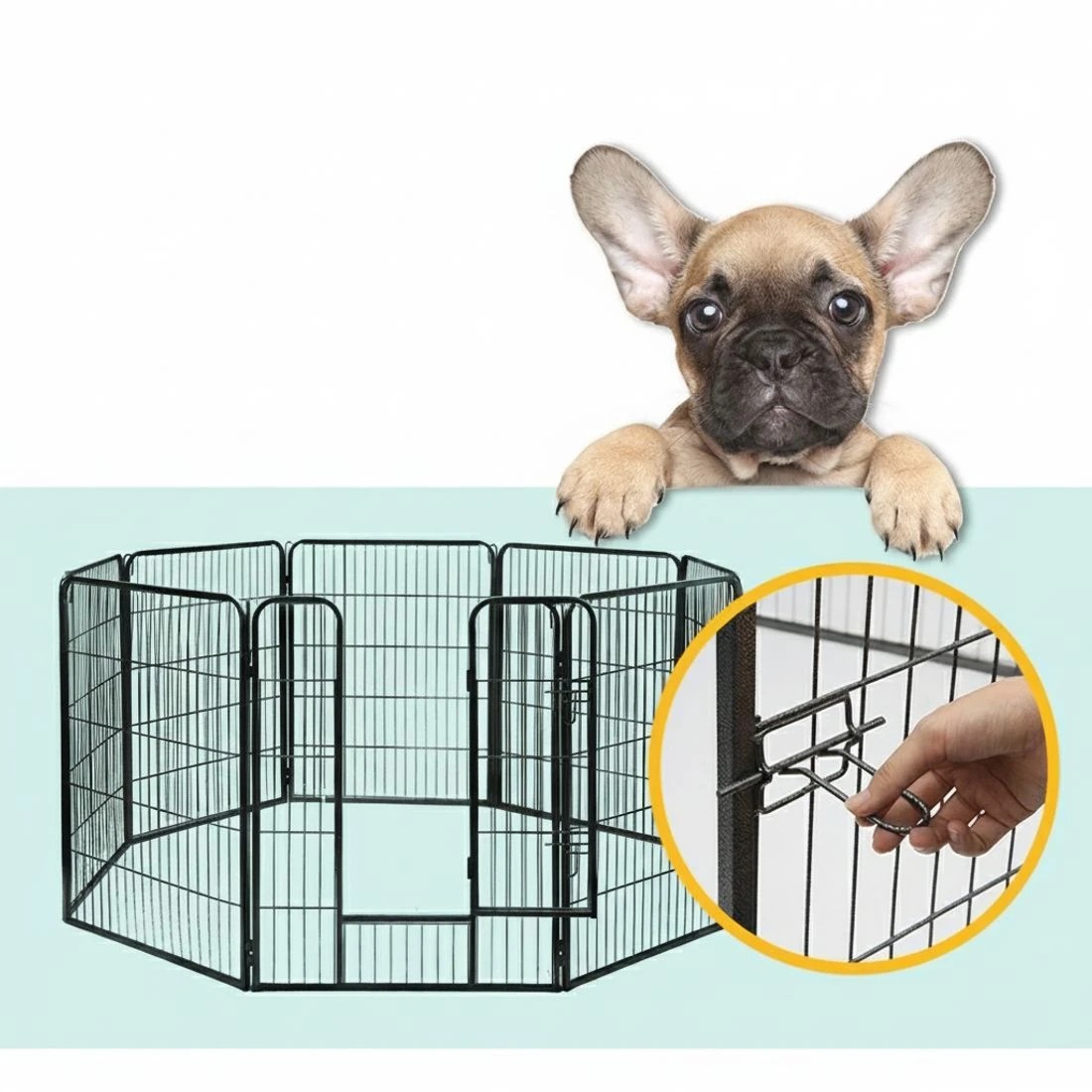 3 i.Pet 40" 8 Panel Dog Playpen Pet Exercise Cage Enclosure Fence Play Pen - Black, 3 of 7