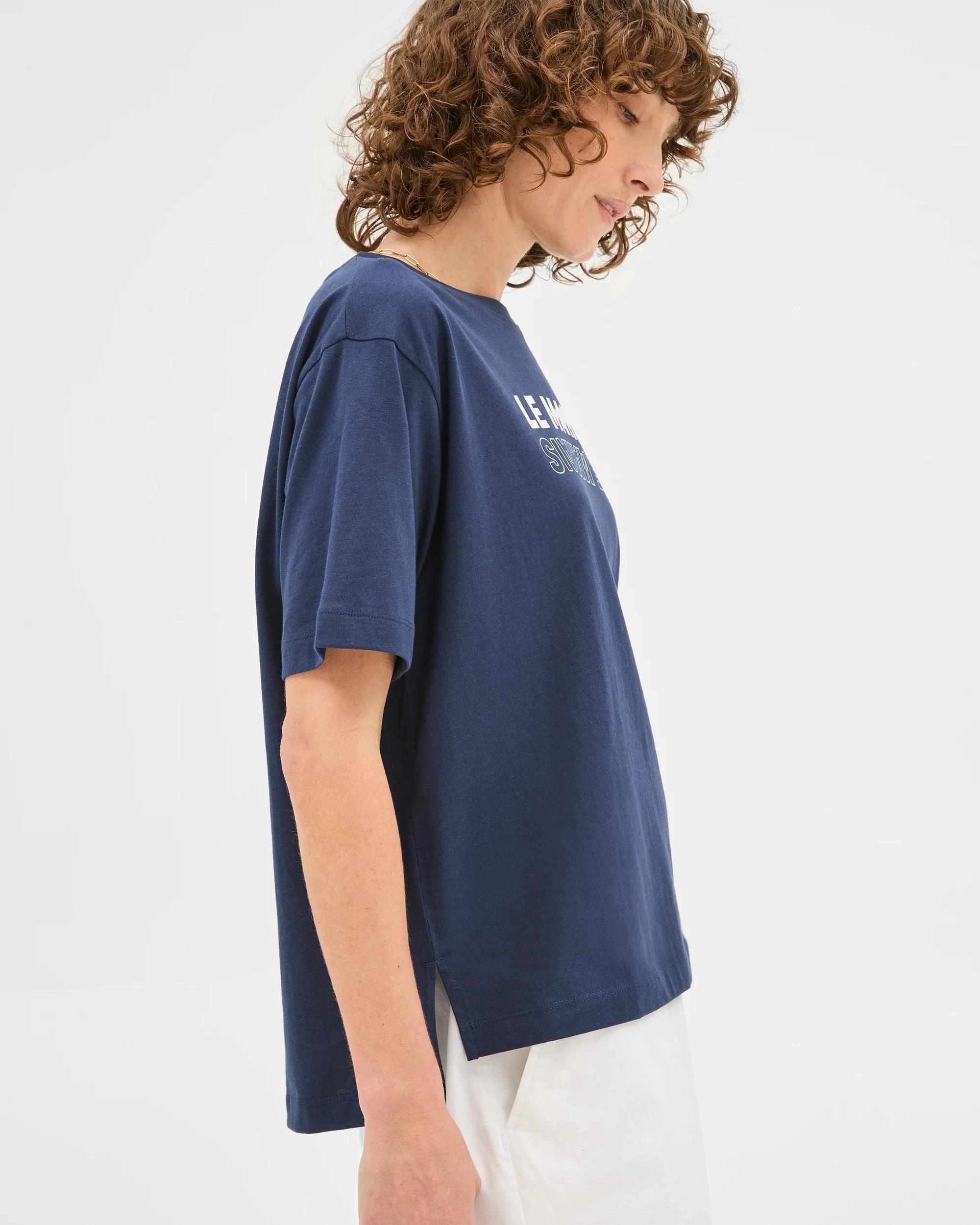 3 Target Australian Cotton Step Hem Boxy Crop T-Shirt NAVY LE MARAIS, 3 of 5