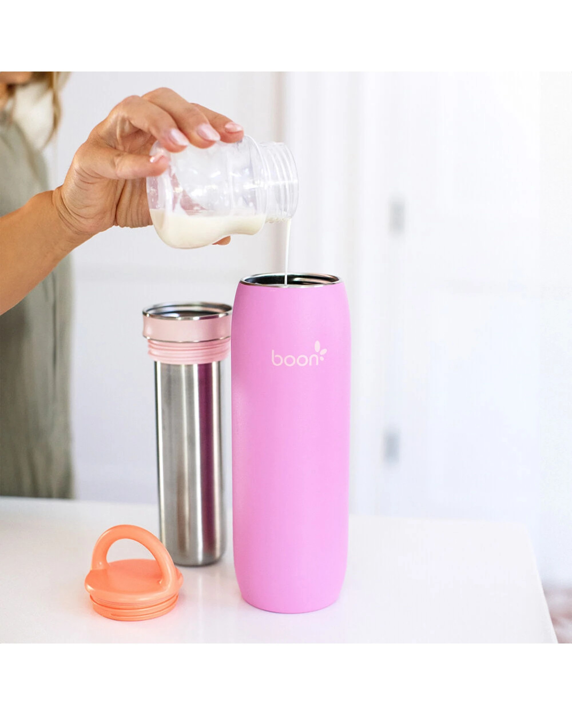 5 Boon Frosh Stainless Steel Breast Milk Storage Flask/Container 2PK 700ml - Purple, 5 of 7