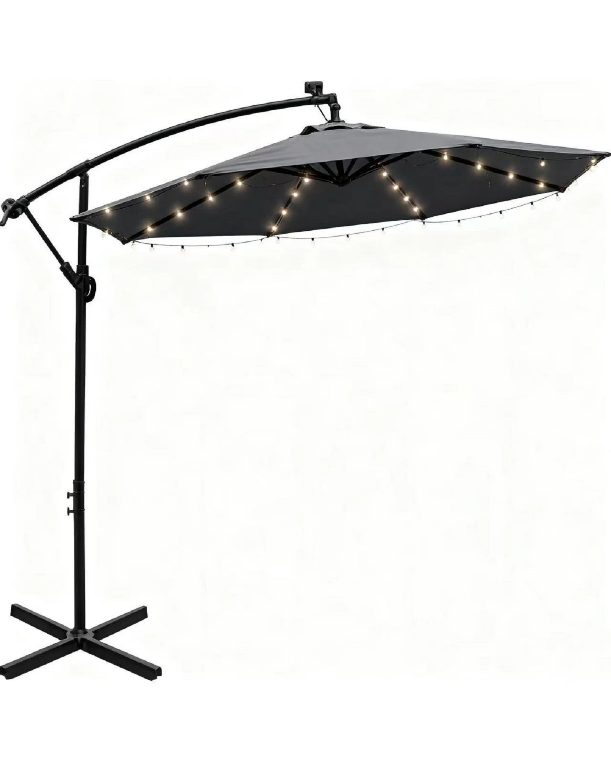 1 Advwin Outdoor Umbrella Cantilever 3m with Solar LED Lights - Gray, 1 of 1