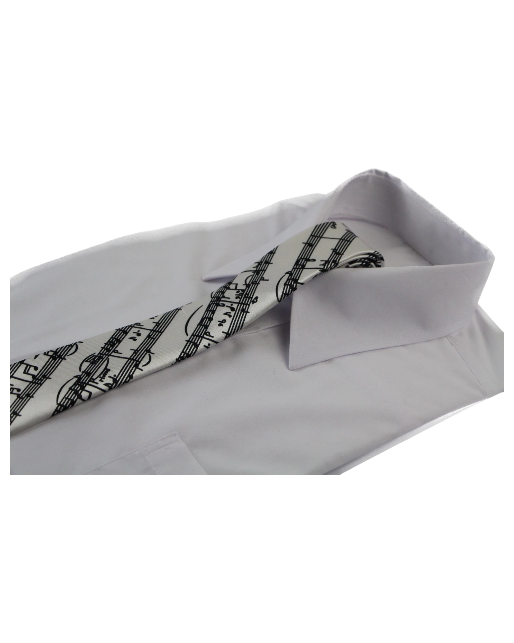 3 Zasel Mens White & Black Sheet Music 5cm Skinny Neck Tie - Multi, 3 of 3