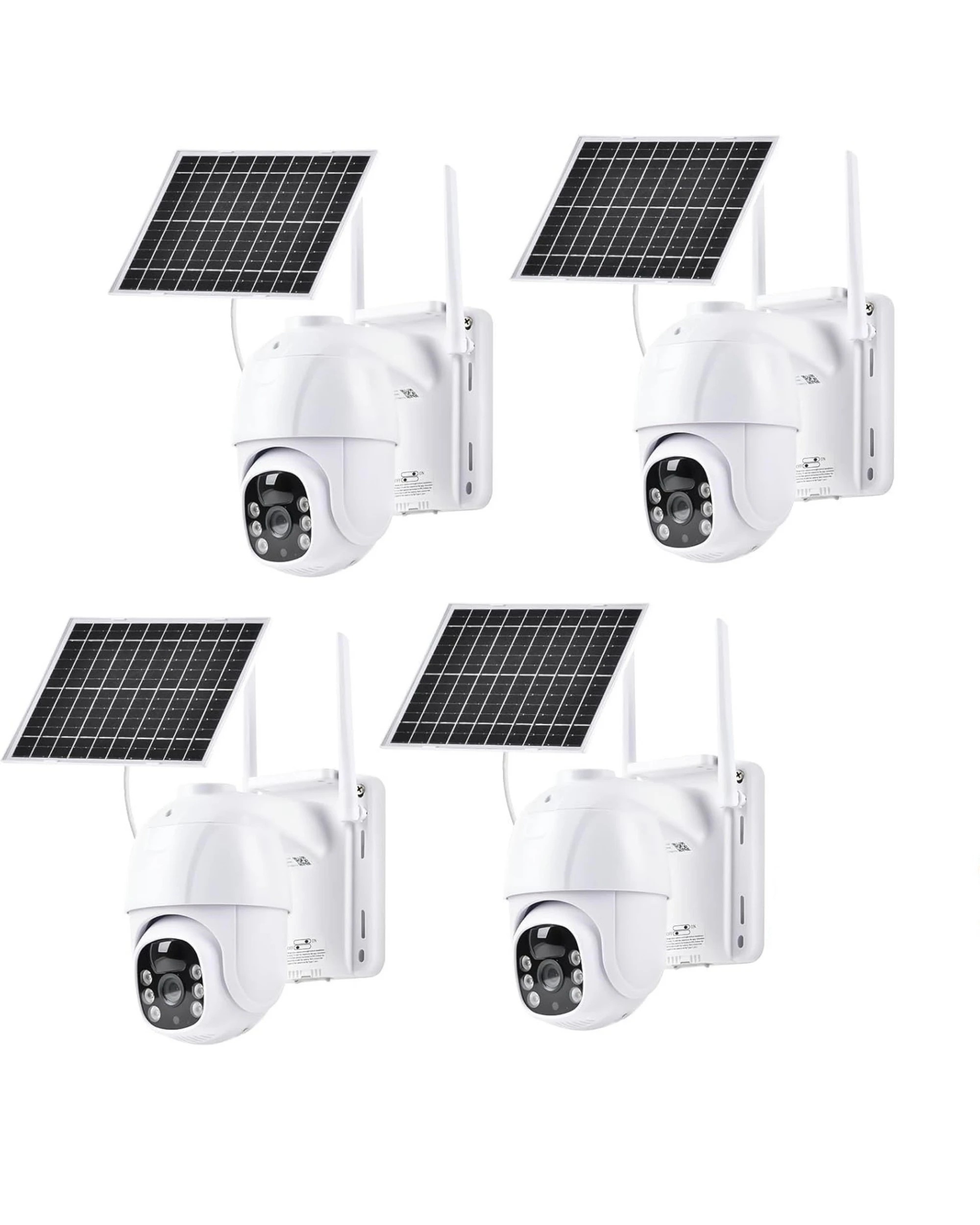 1 ADVWIN 4 PCS Solar Security Camera - White, 1 of 7