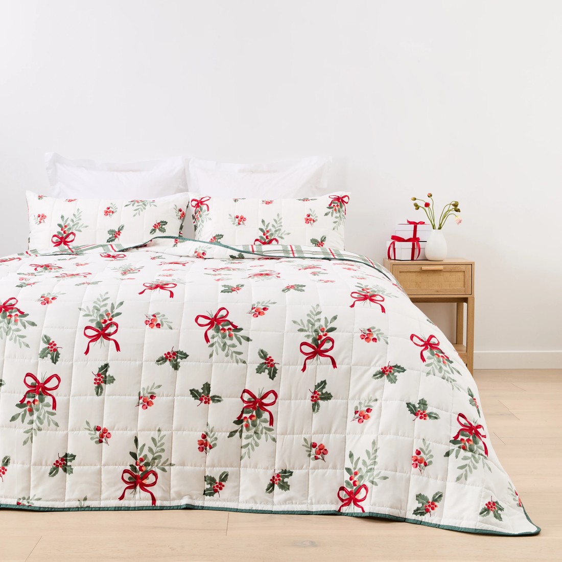 1 Mistletoe Reversible Coverlet Set - Queen/King Bed, 1 of 9
