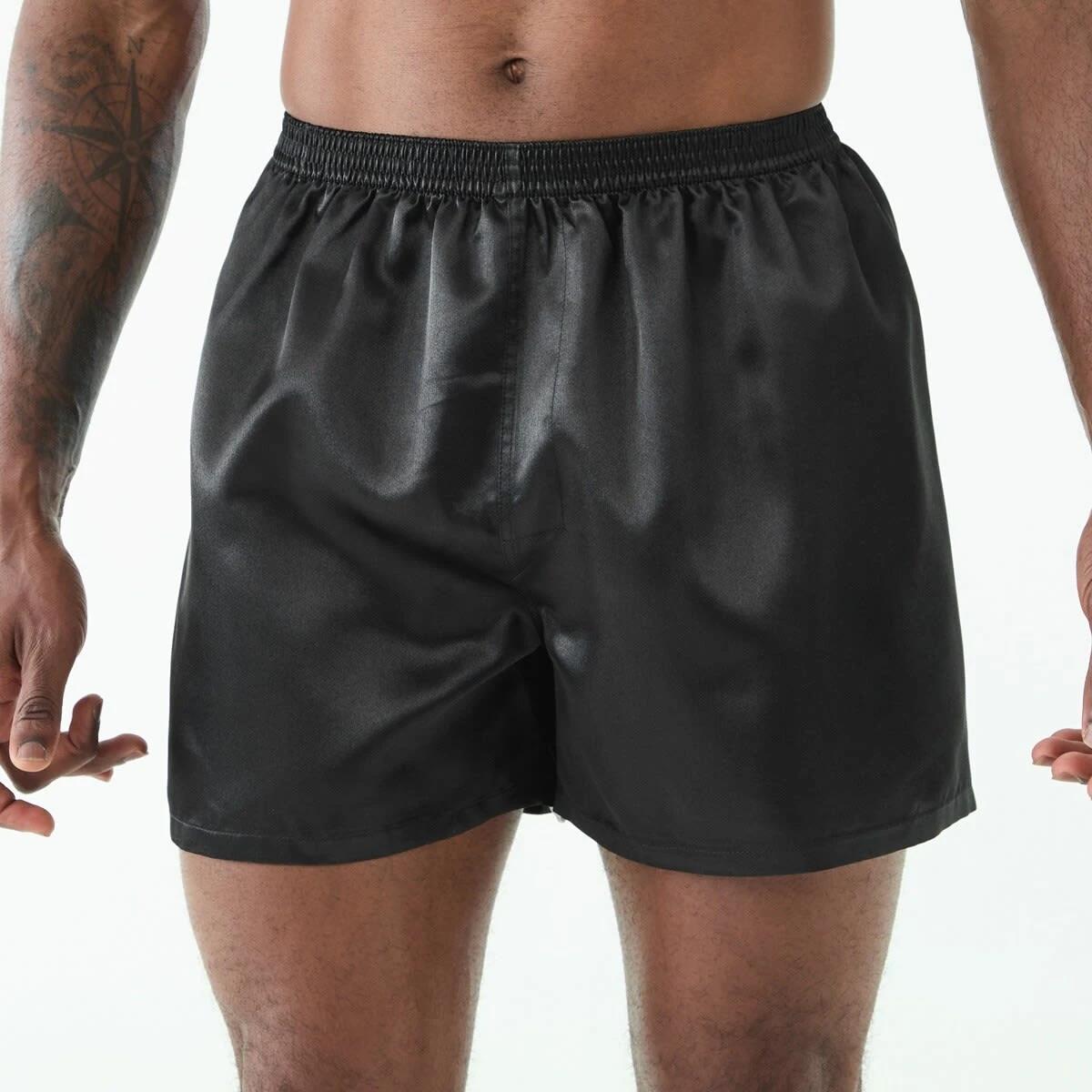 2 2 Pack Satin Boxers BLACK, 2 of 6