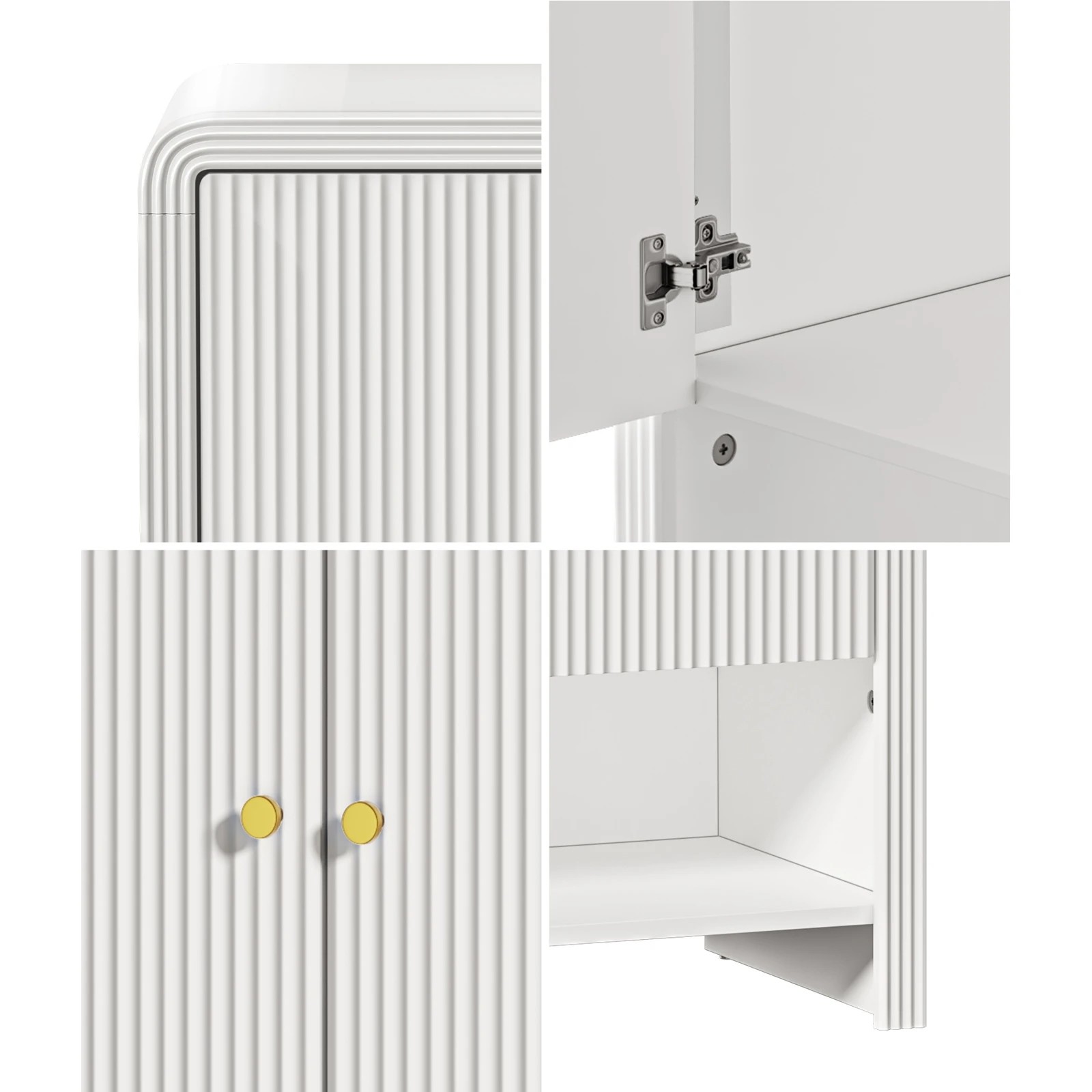 5 Oikiture Buffet Sideboard Storage Cabinet 2 Doors - White, 5 of 10